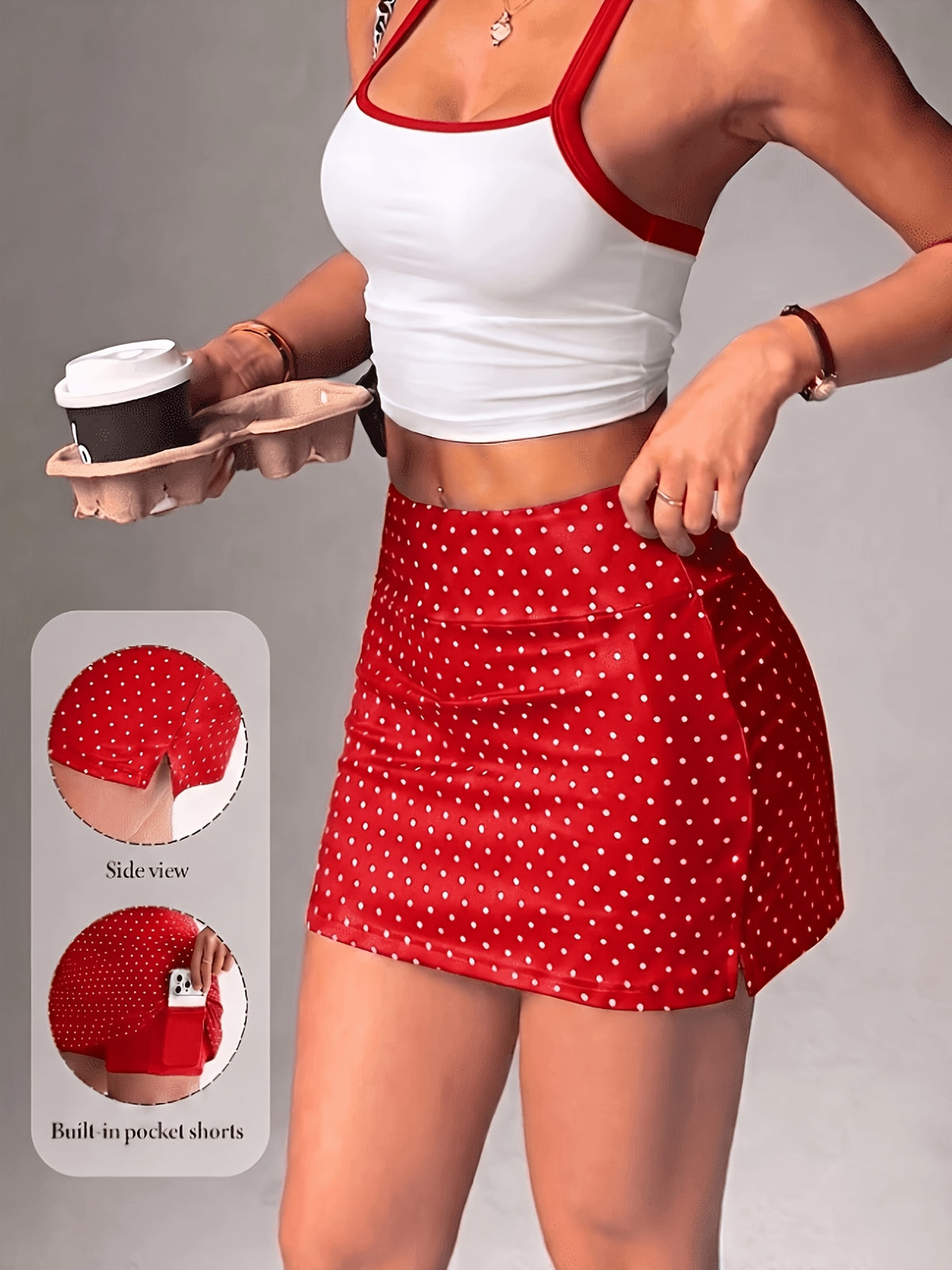 Red Polka Dot Tennis Skirt - Red Polka Dot