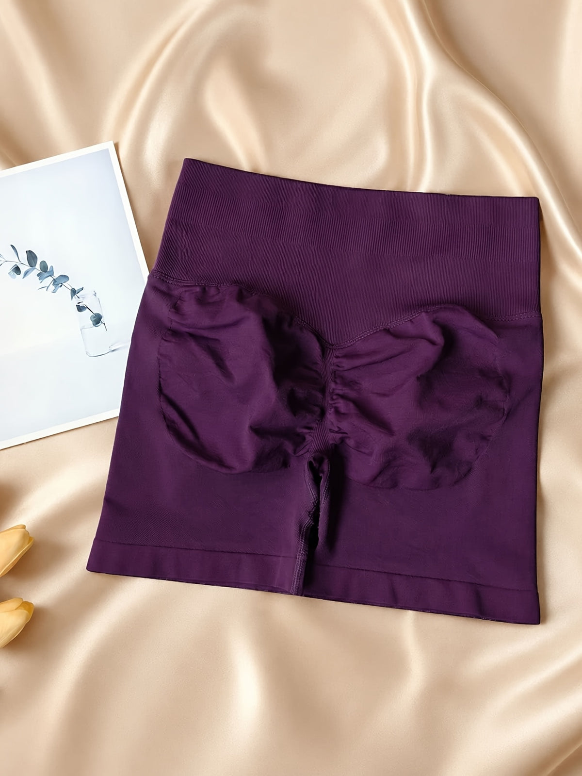 2 Pack Strappy High Waist Shorts - Deep Purple