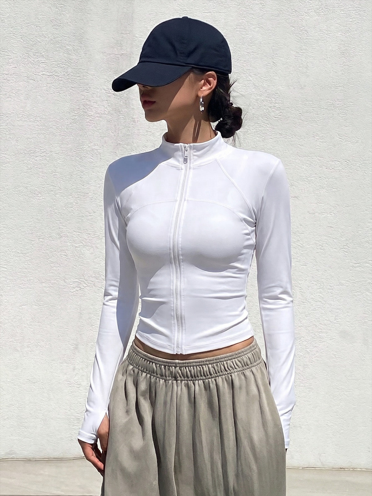 Sweat Absorbent Stretch Sports Jacket - White