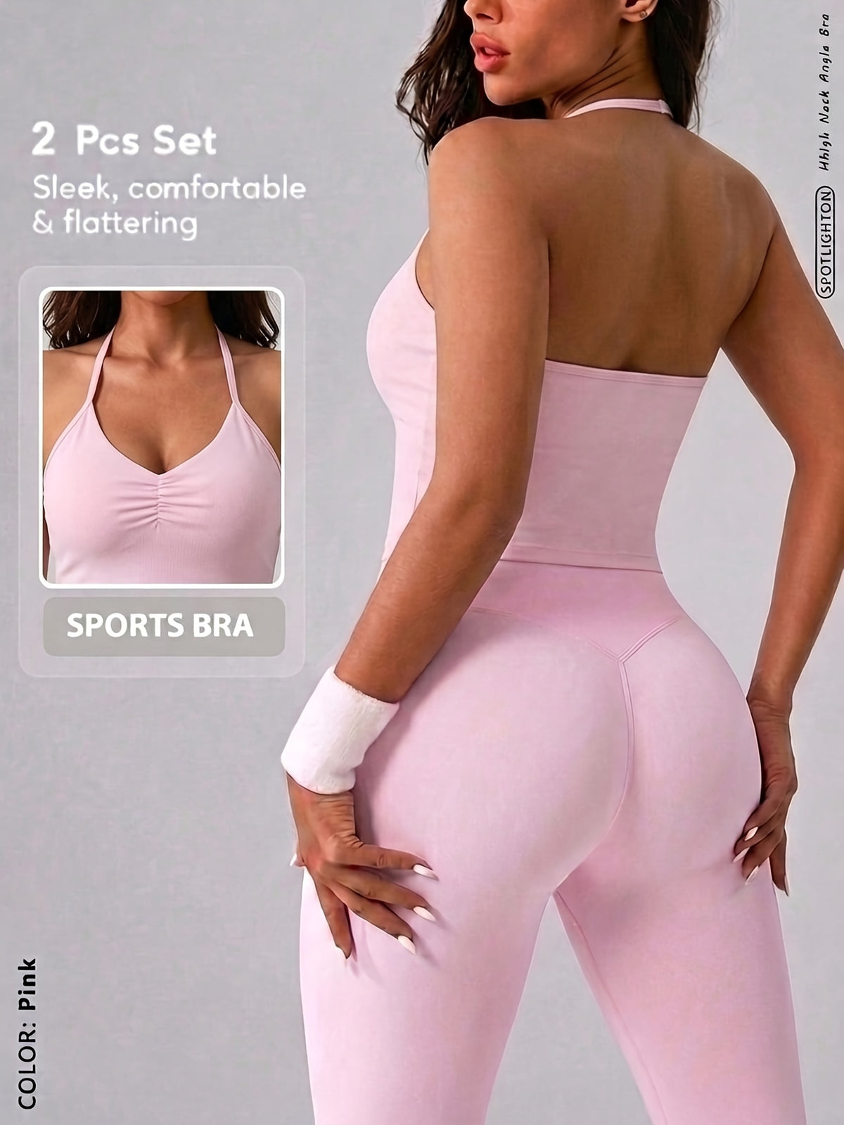 Halter Crop Tank & Leggings Set - Pink Red