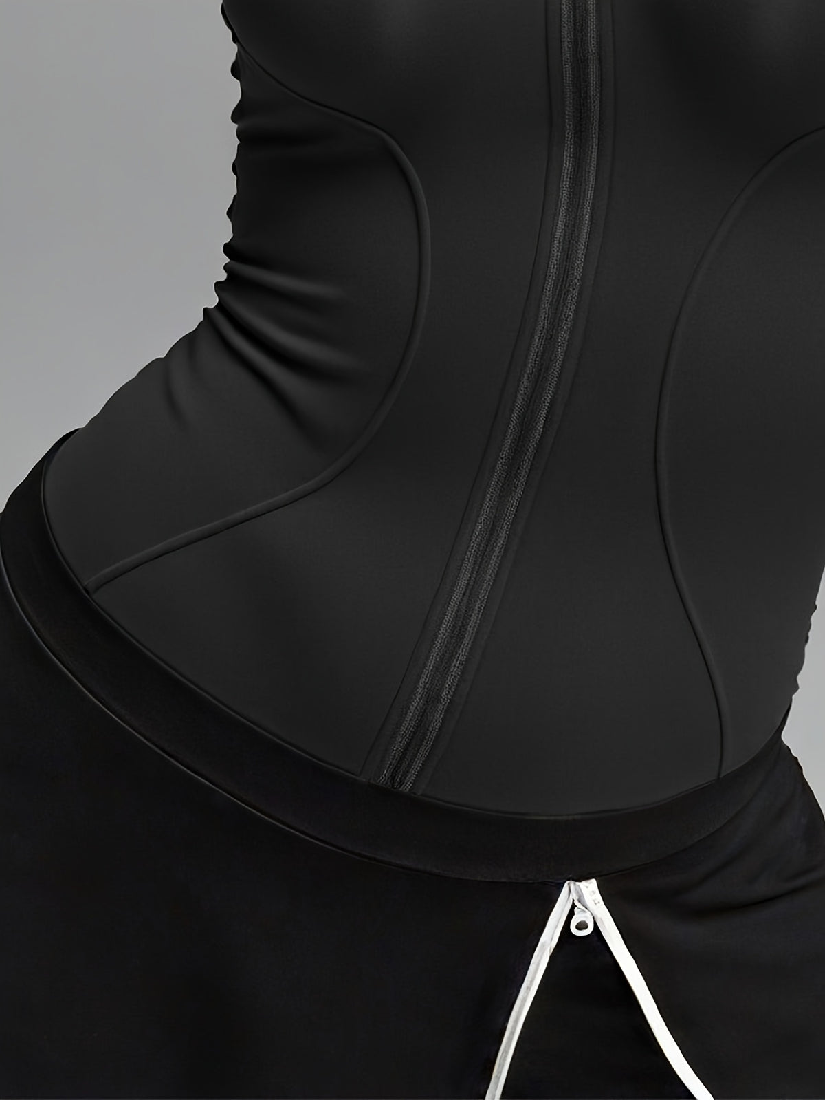 Short Sleeve Cropped Zip Jacket - Black