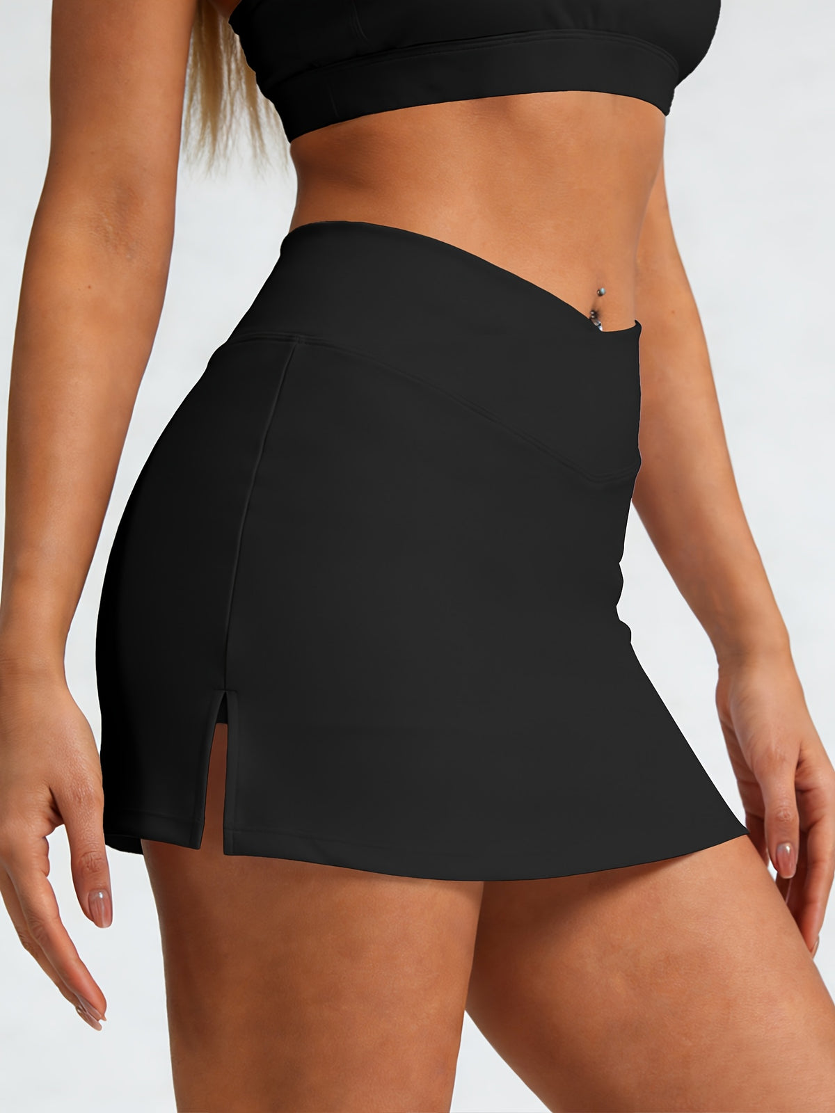 High Waist Sporty Skort - Black