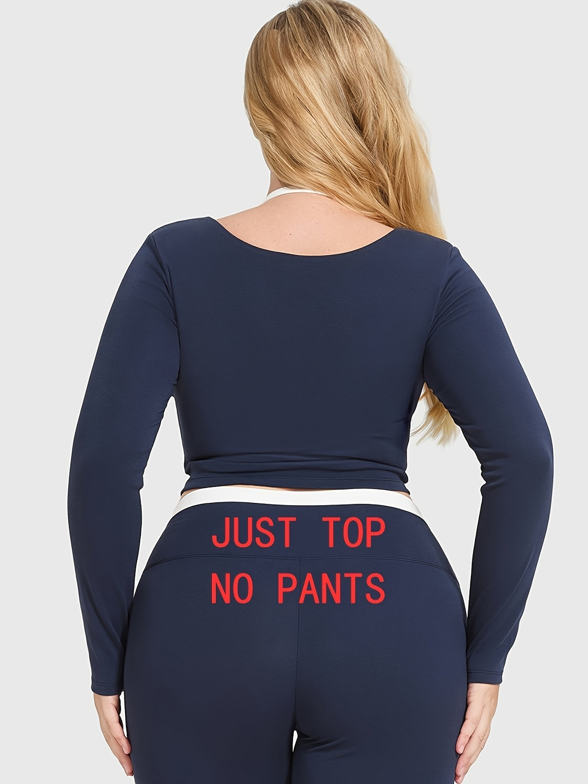 Open Neck Long Sleeve Yoga Top - Navy
