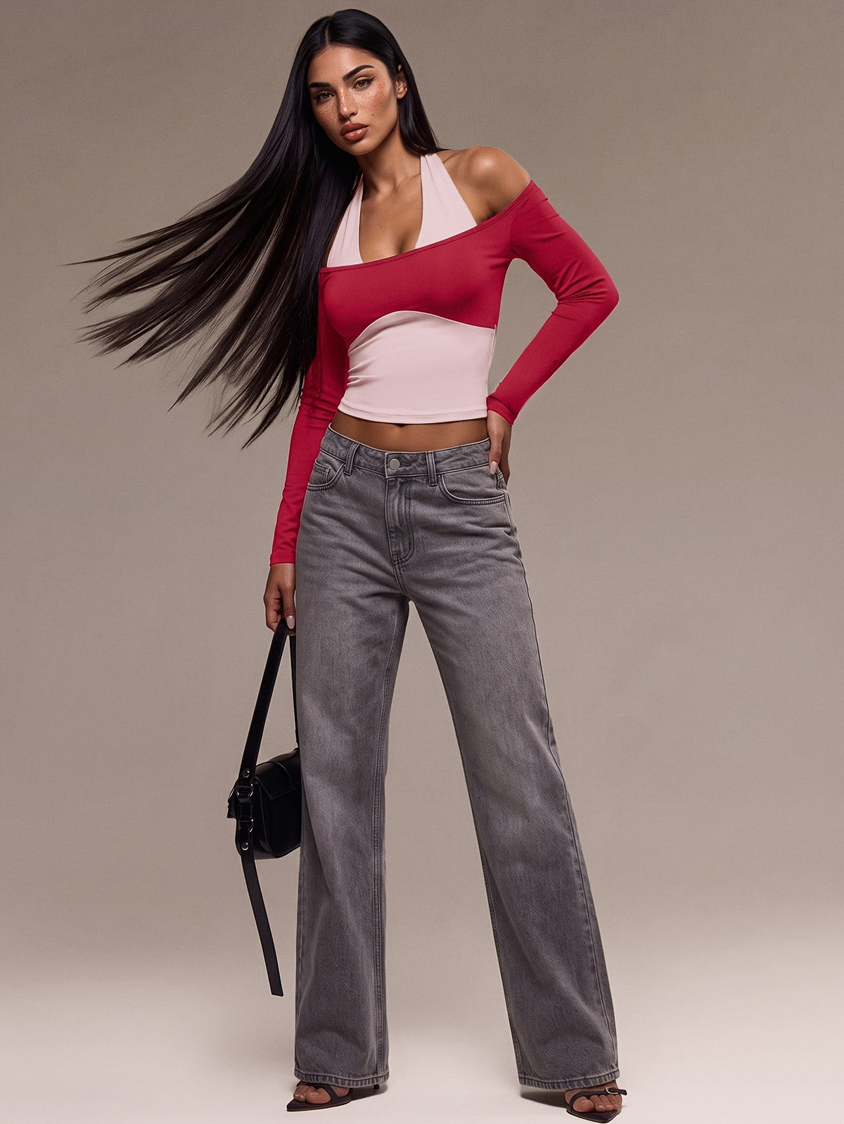 Off Shoulder Layered Crop Top - Red