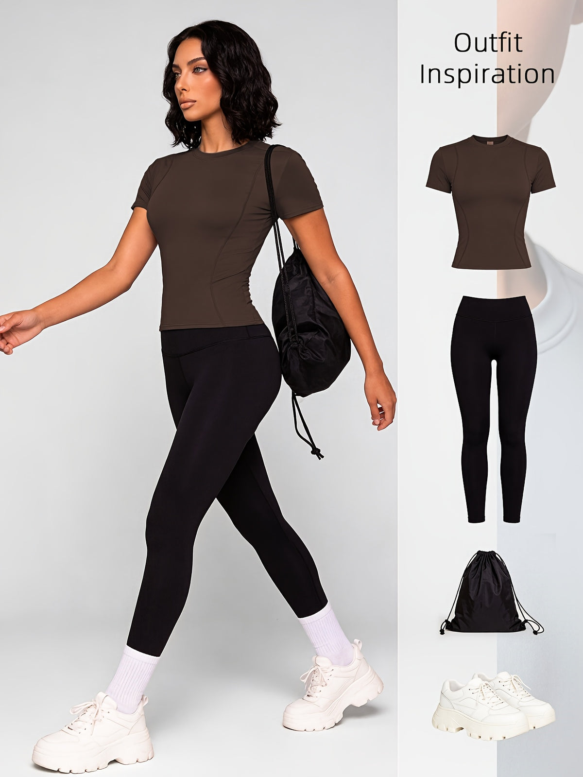 4 Pack Round Neck Slim Fit Tees - Brown