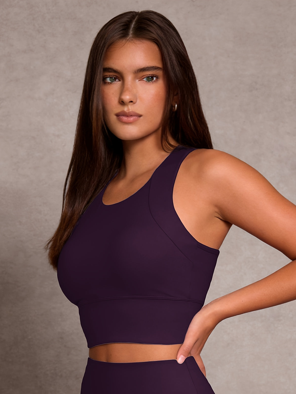 Open Back Padded Sports Tank - Deep Purple