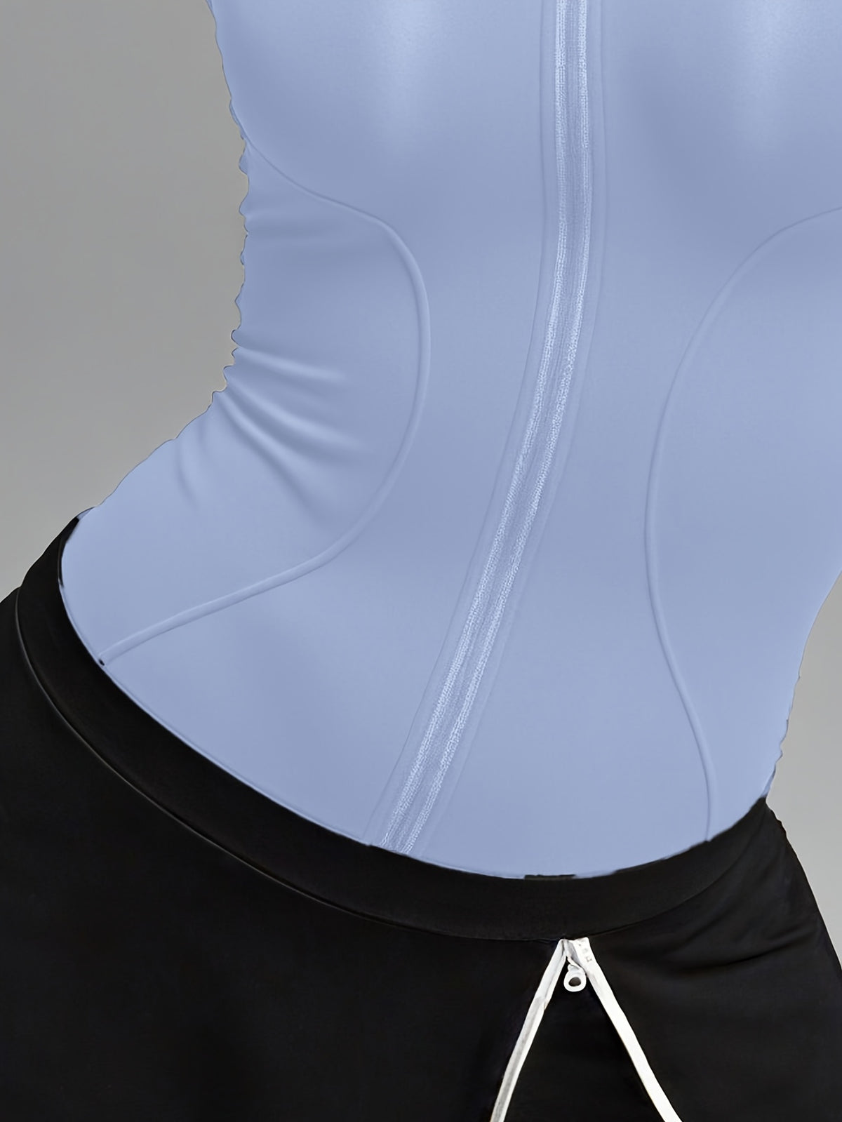 Short Sleeve Cropped Zip Jacket - Light Blue