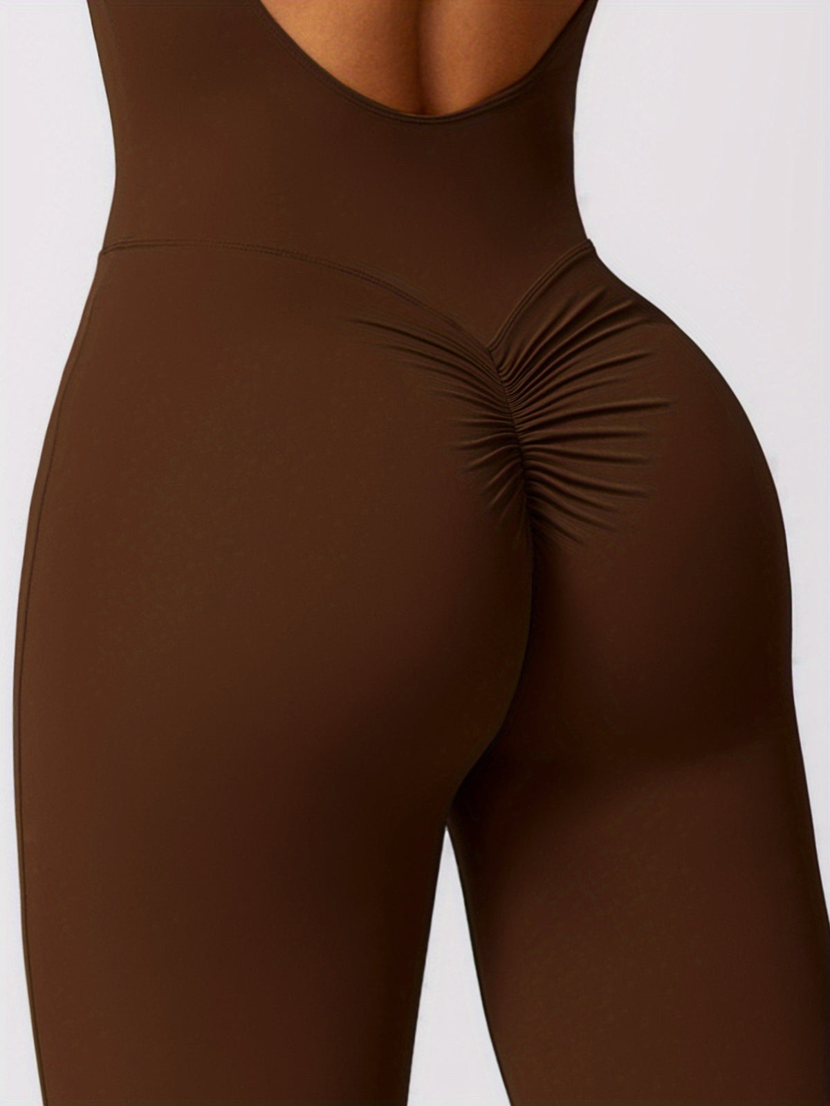 Sleeveless Yoga Bodysuit - Chocolate