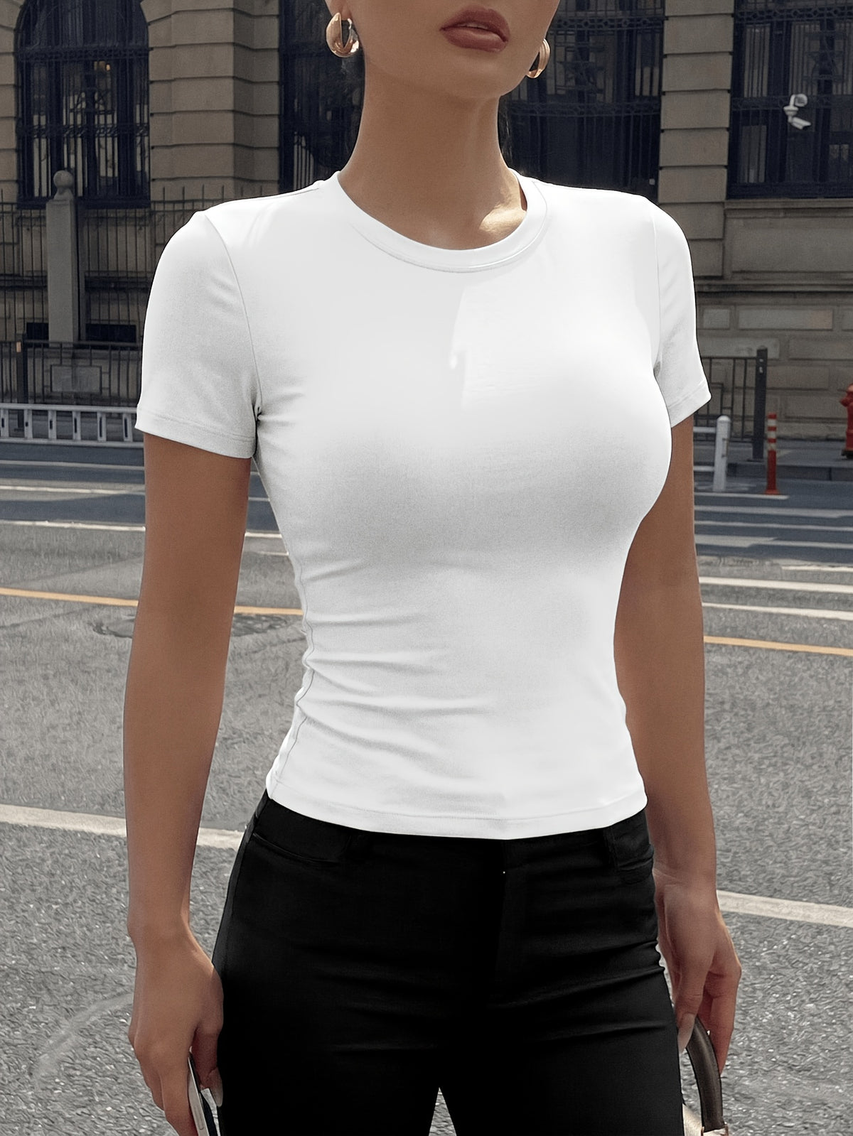 Slim Fit Quick Dry Crew Neck Tee - White