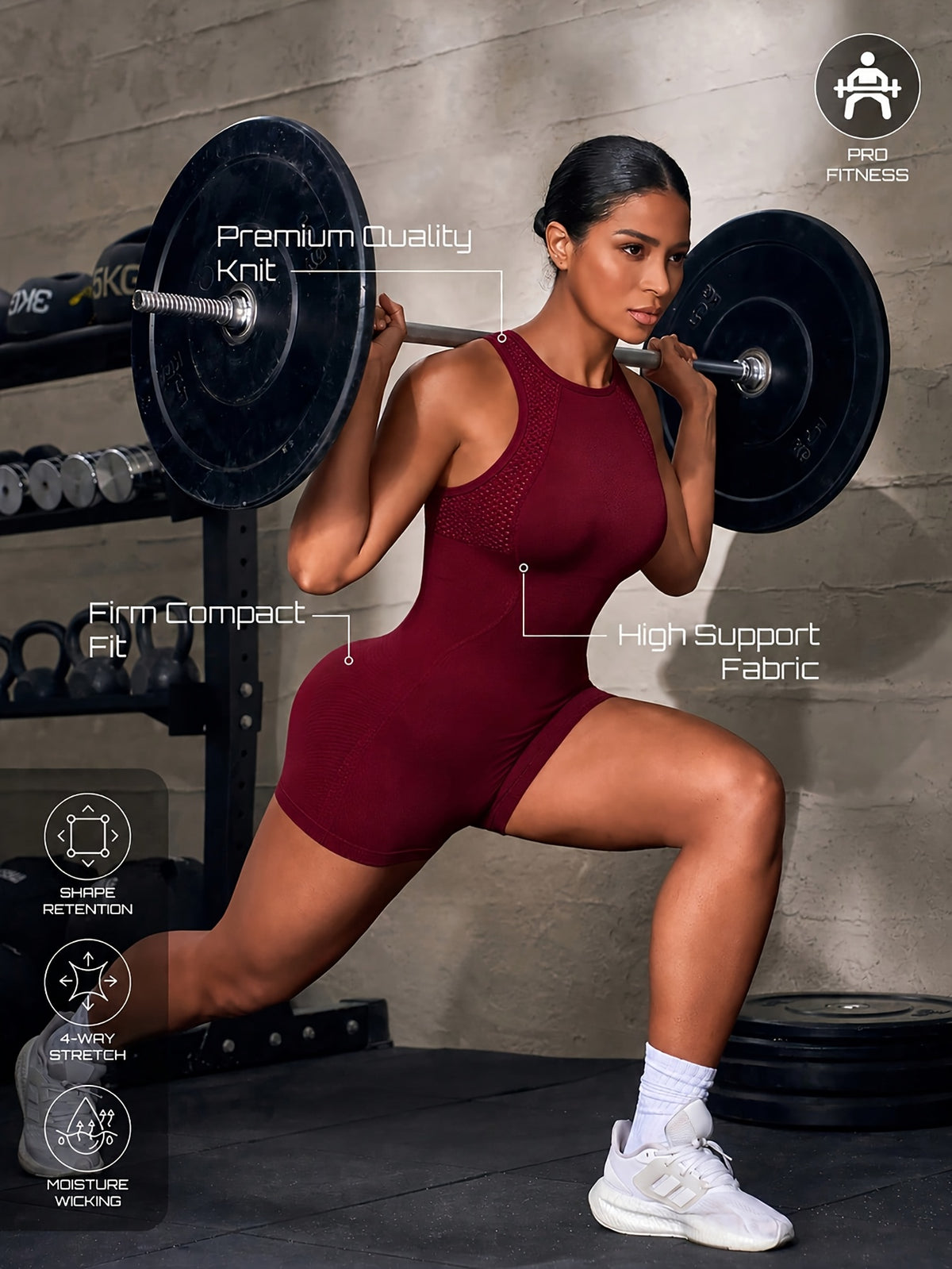 High Neck Racerback Romper - Burgundy