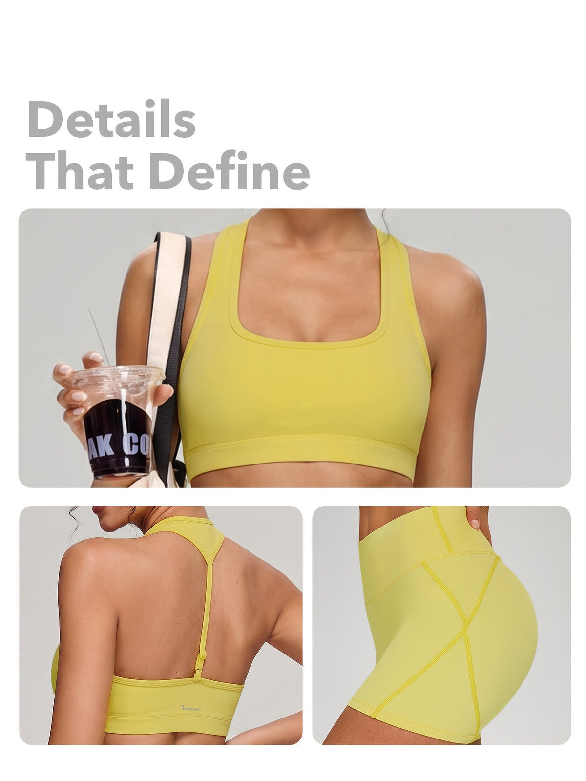 Halter Sports Bra & Shorts Set - Bright Yellow