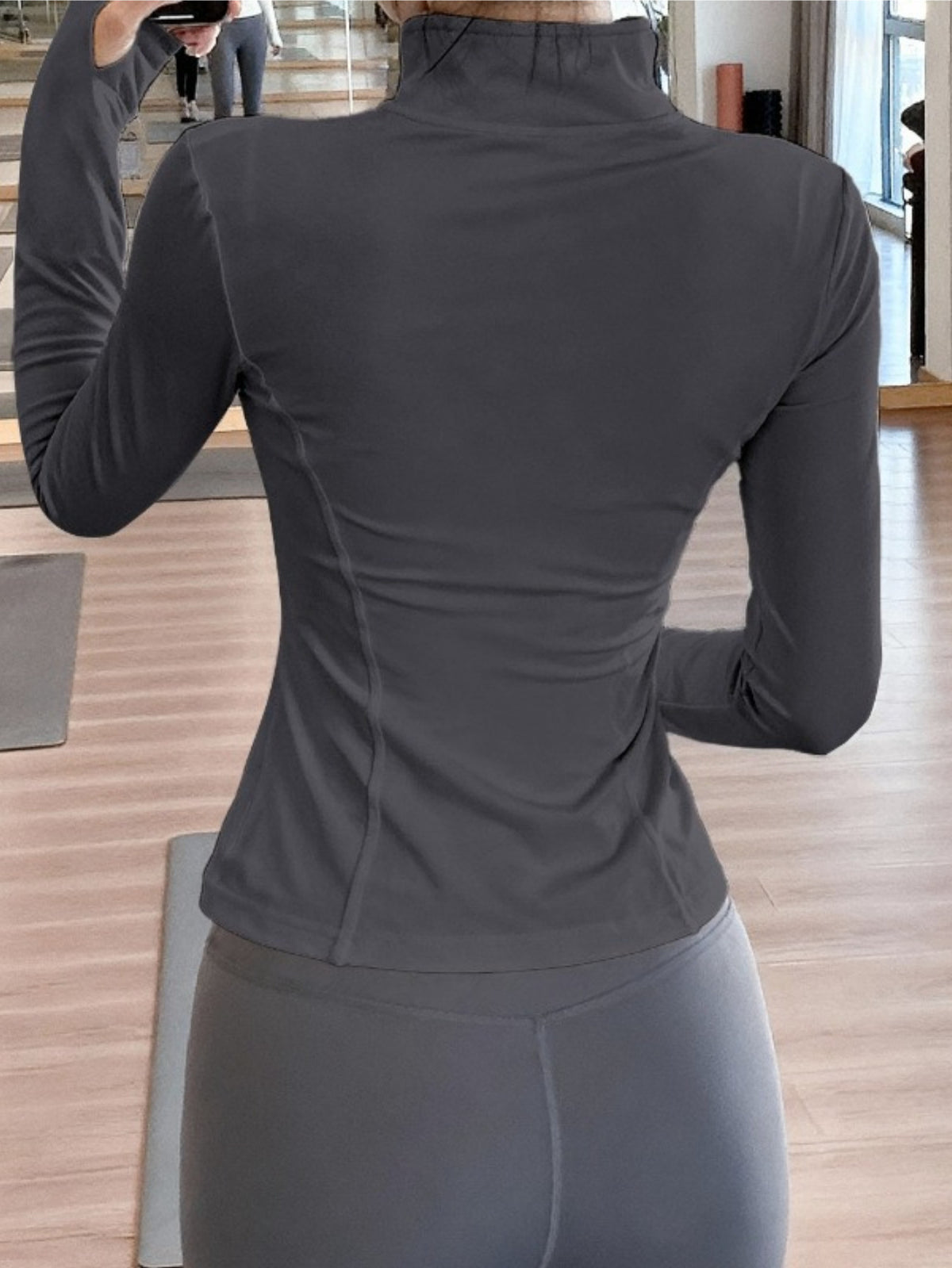 Stand Collar Slim Running Jacket - Grey