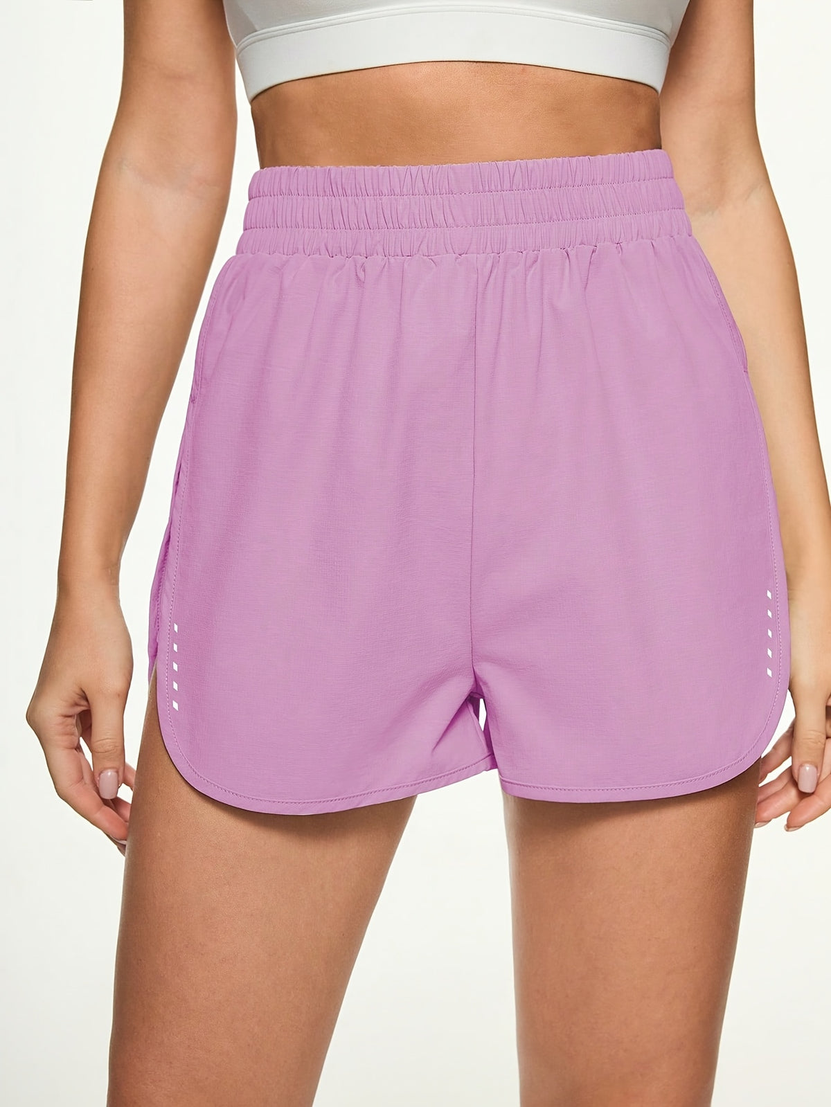 Curved Hem Running Shorts - Pink Red