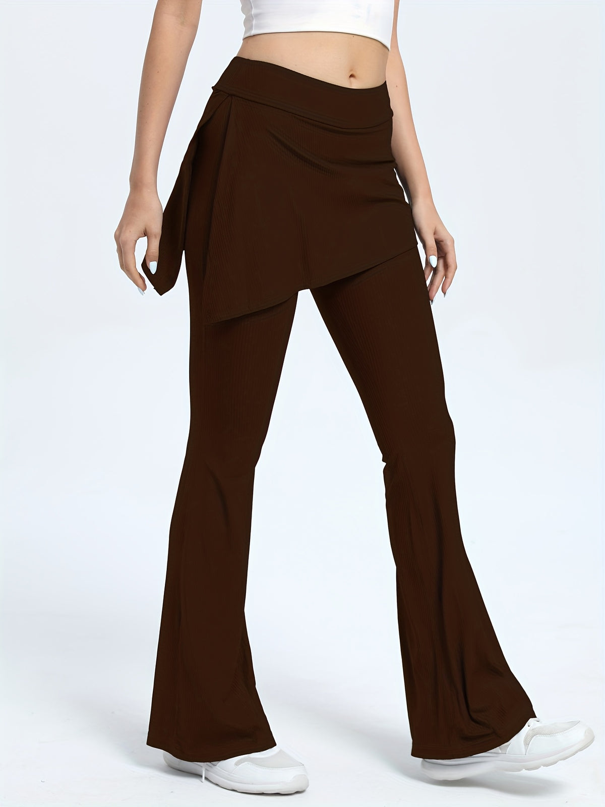Skirted Flare Leggings - Coffee