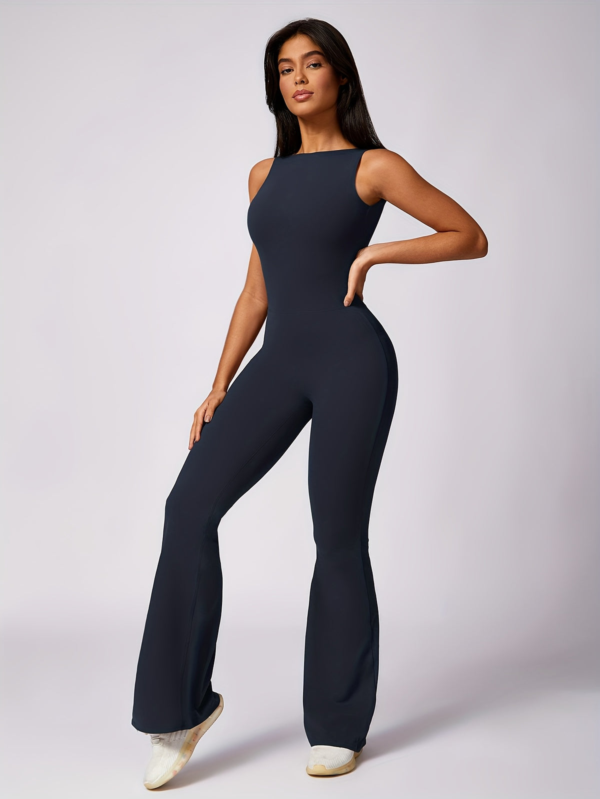 Sleeveless Yoga Bodysuit - Navy
