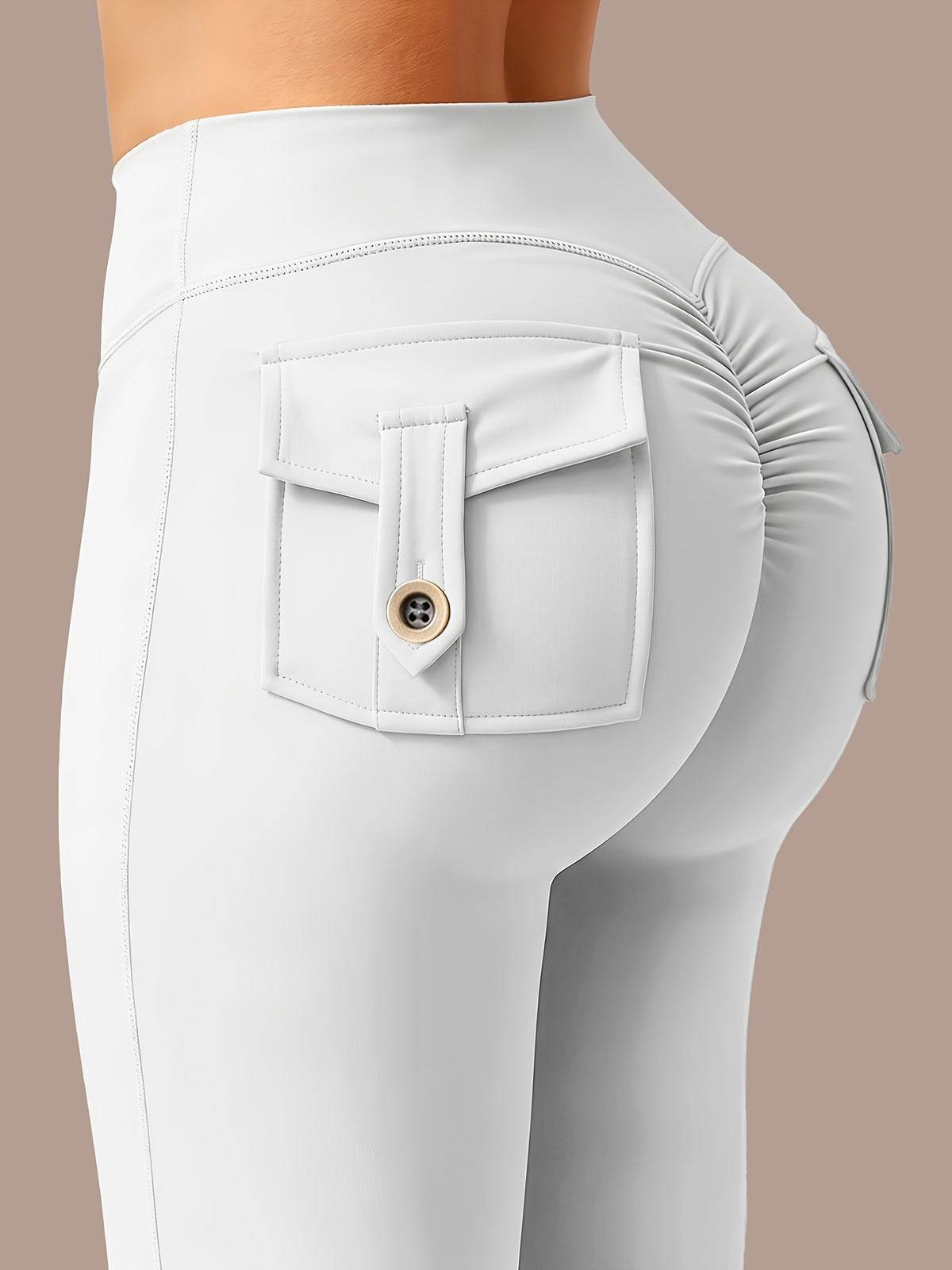Pocket Flare Athletic Pants - Pearl White
