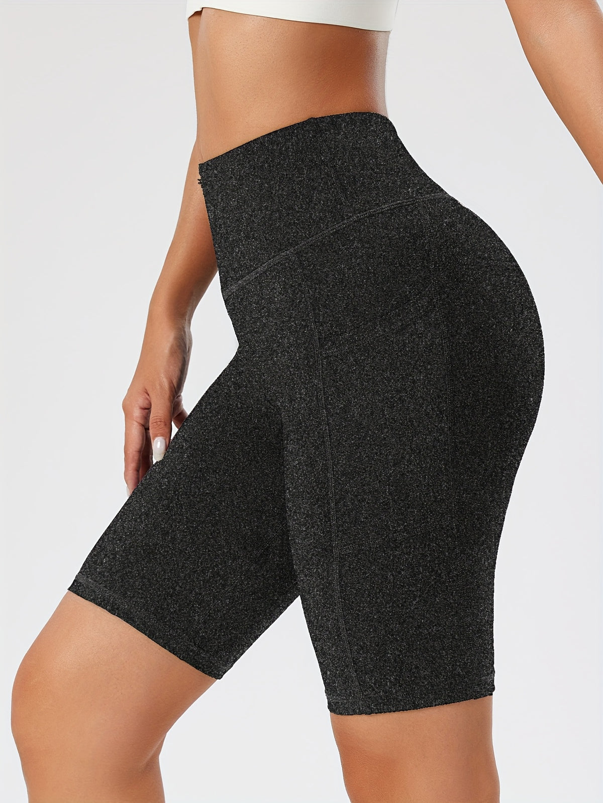 Pocket Knee Length Biker Shorts - Heather Grey
