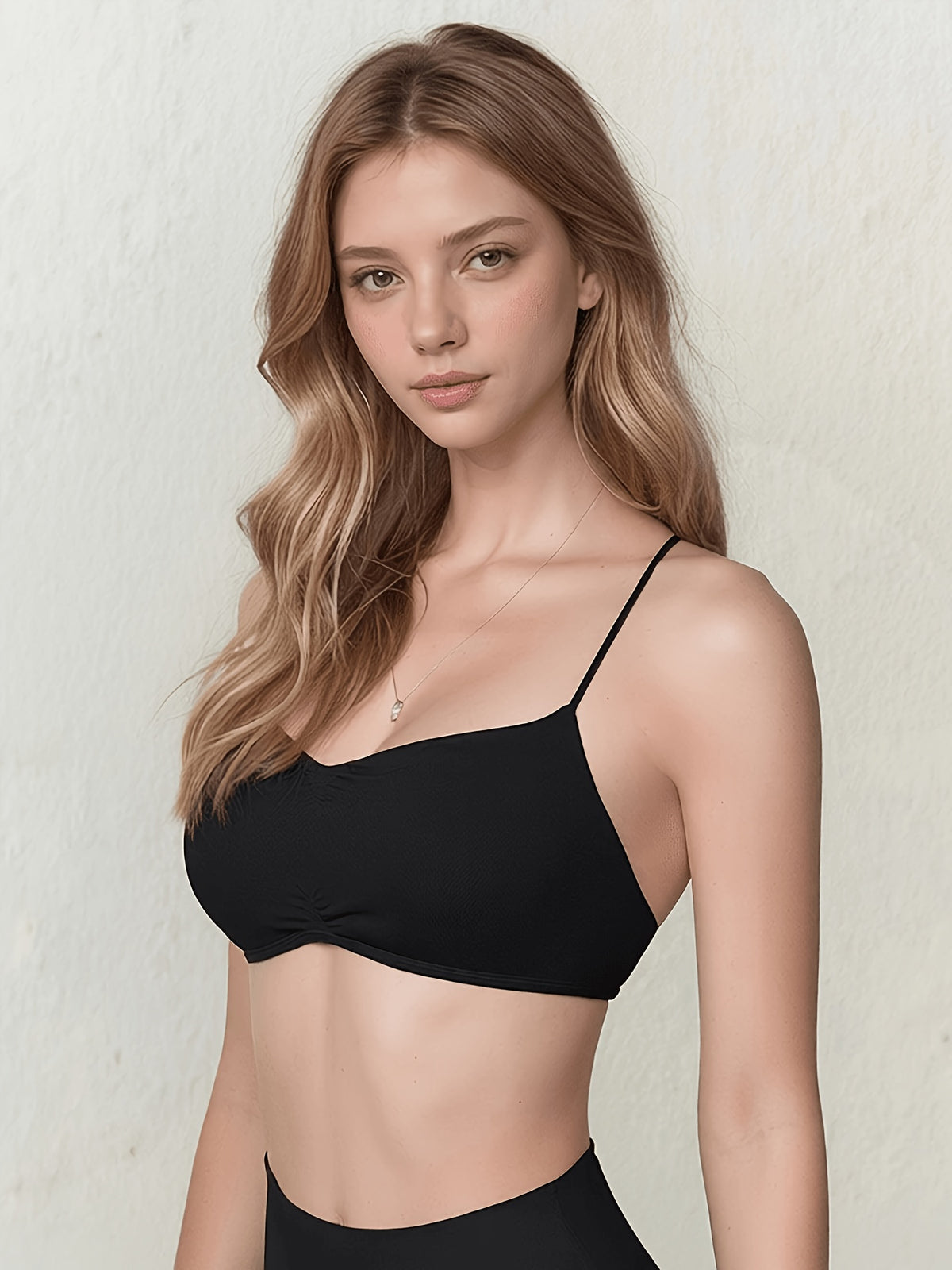 Criss-Cross Back Strap Sports Bra - Black