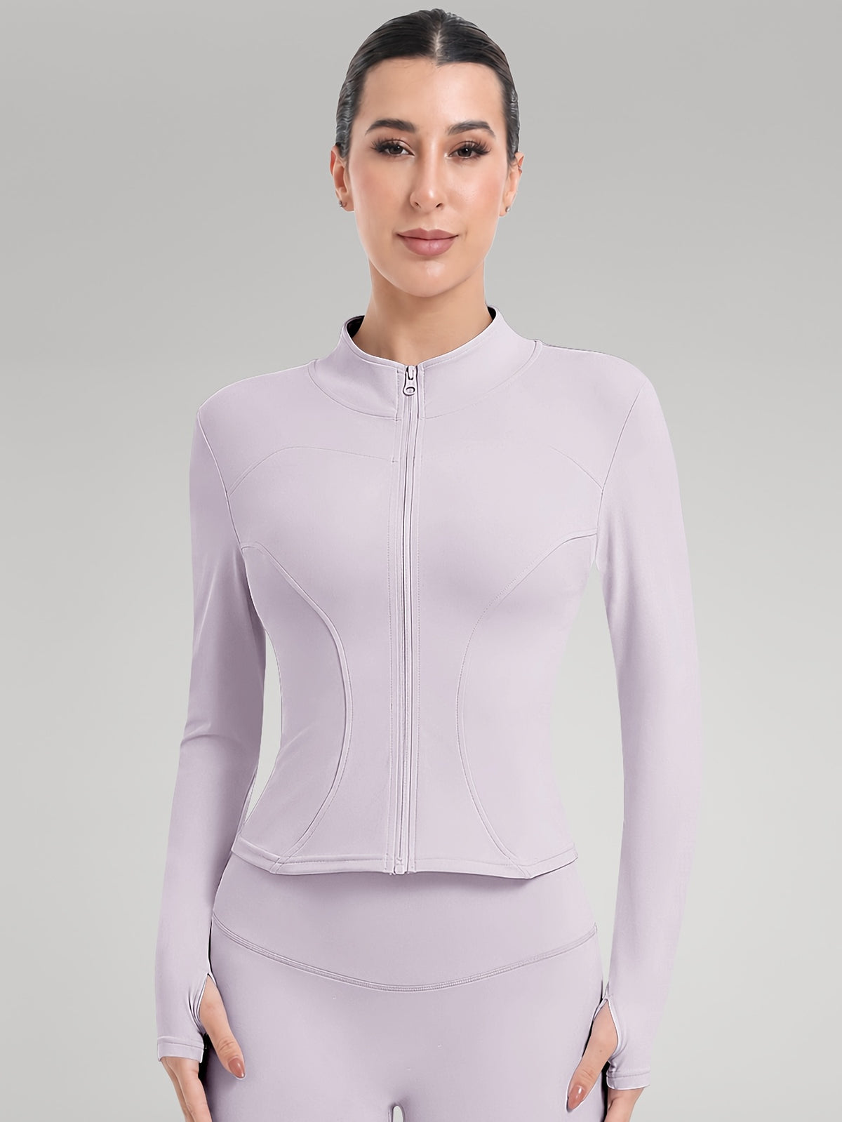 2 Pack Thumbhole Zip Jackets - Cream & Lavender