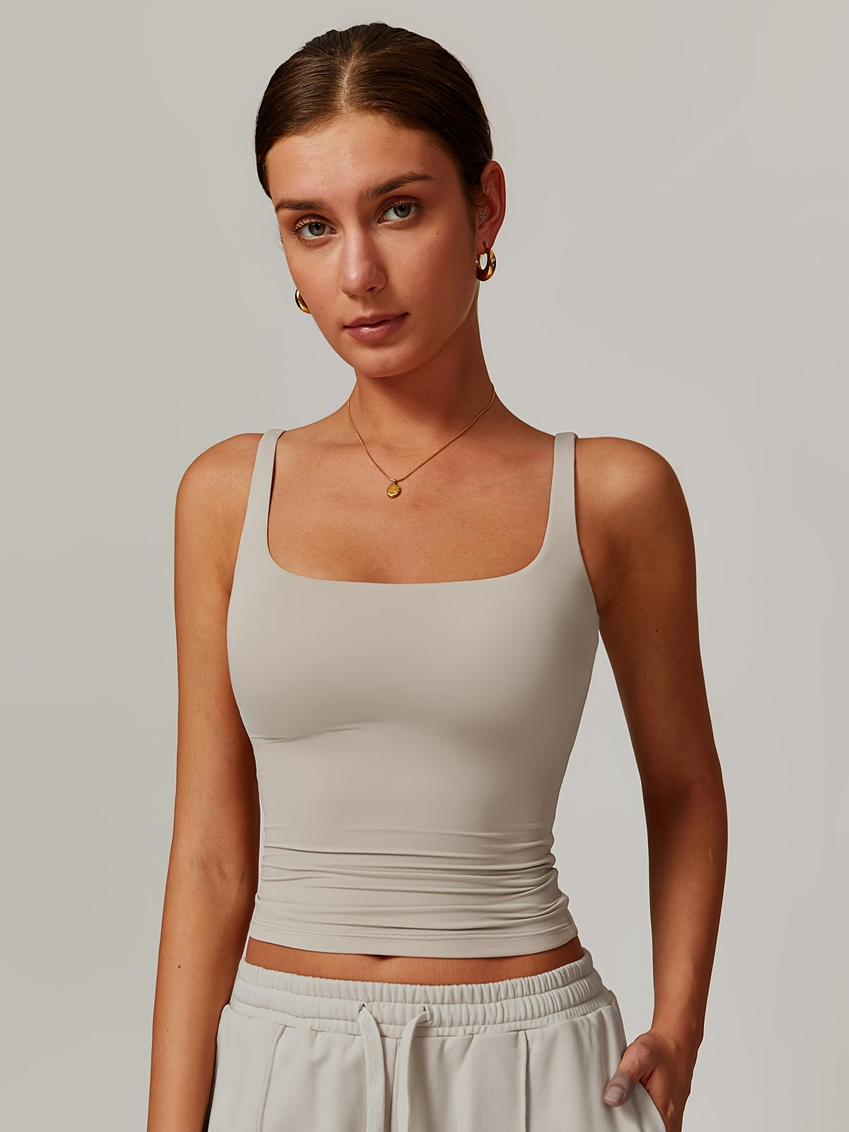 Padded Sports Cami - Khaki