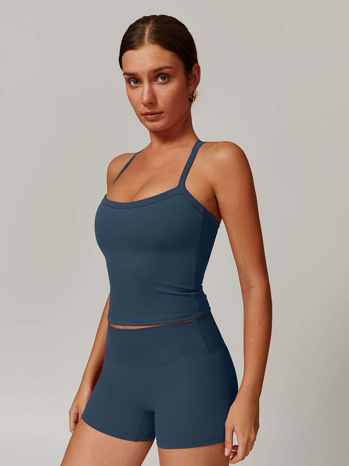 Cross Back Tank & Shorts Set - Navy