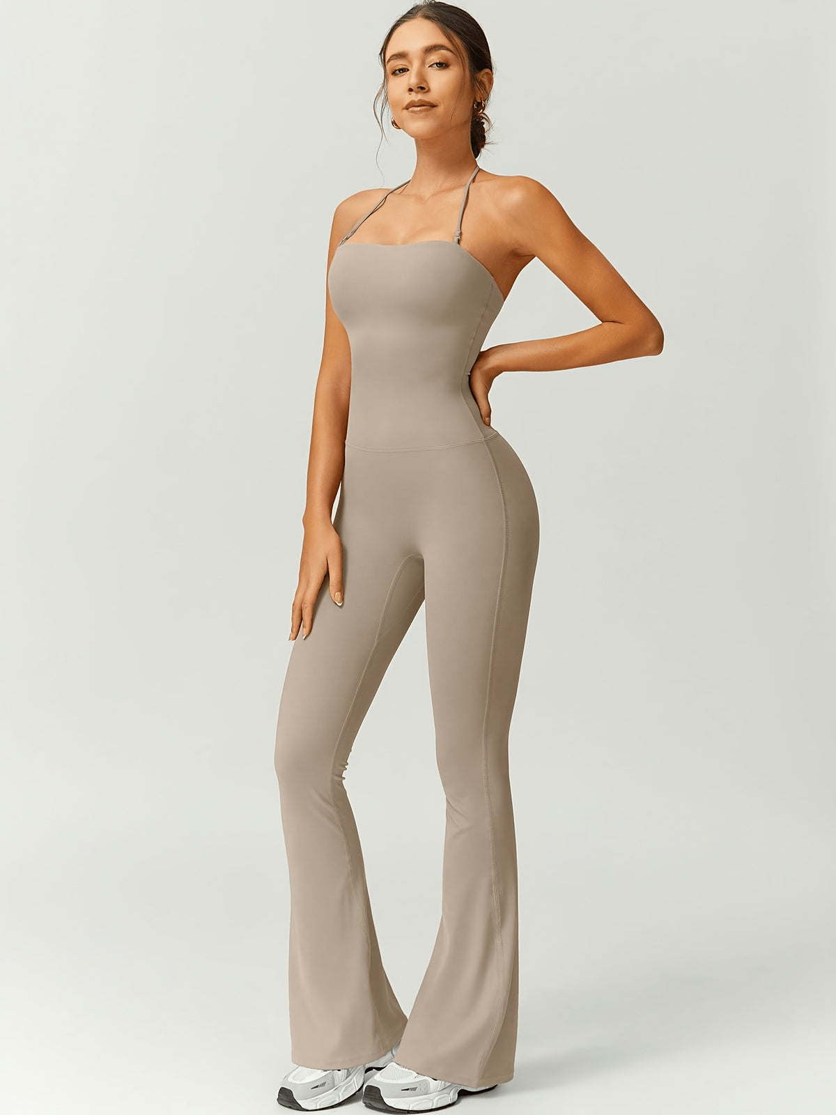 Strapless Flare Jumpsuit - Khaki