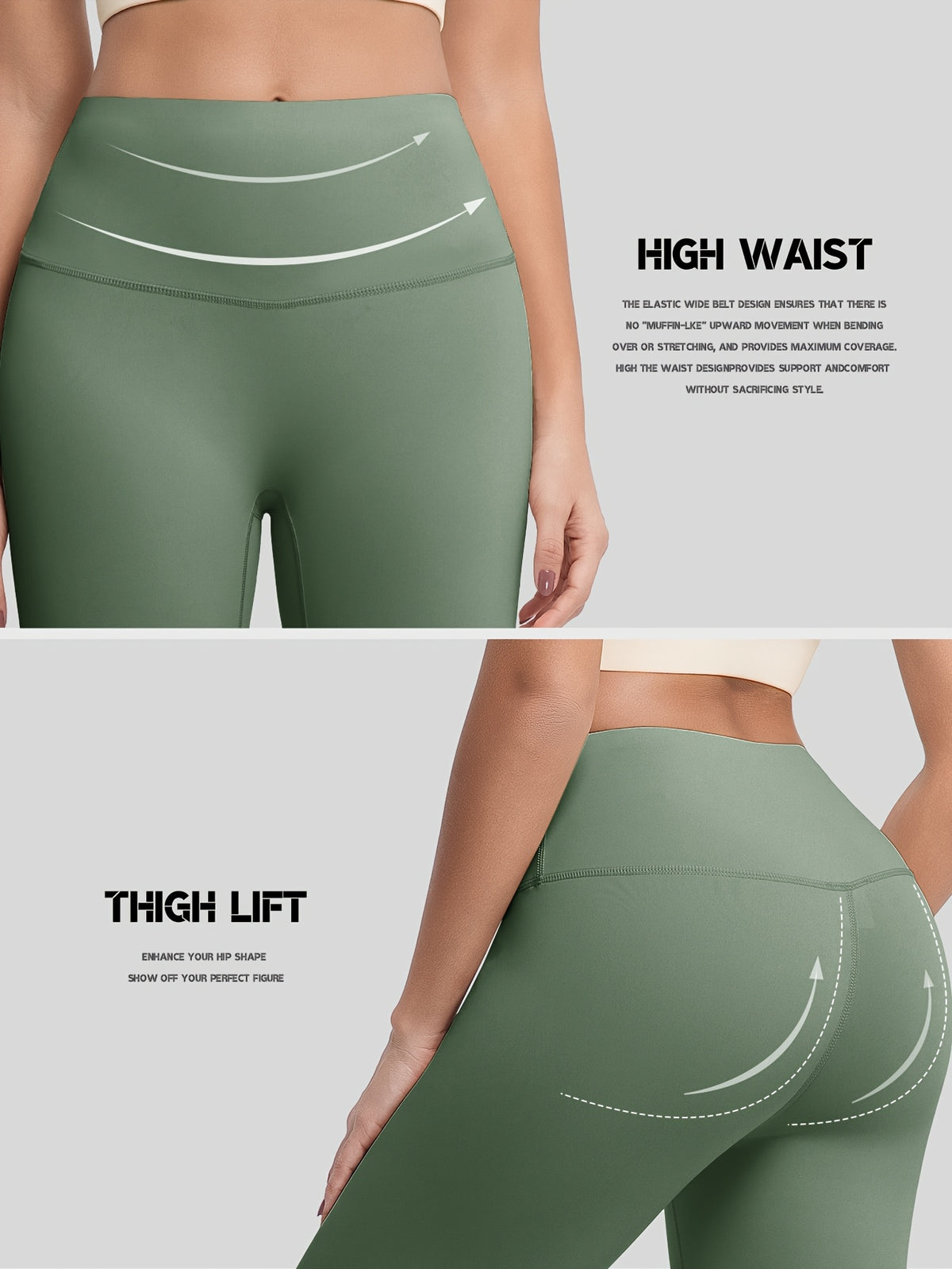 Crew Neck Tee & Leggings Set - Sage Green