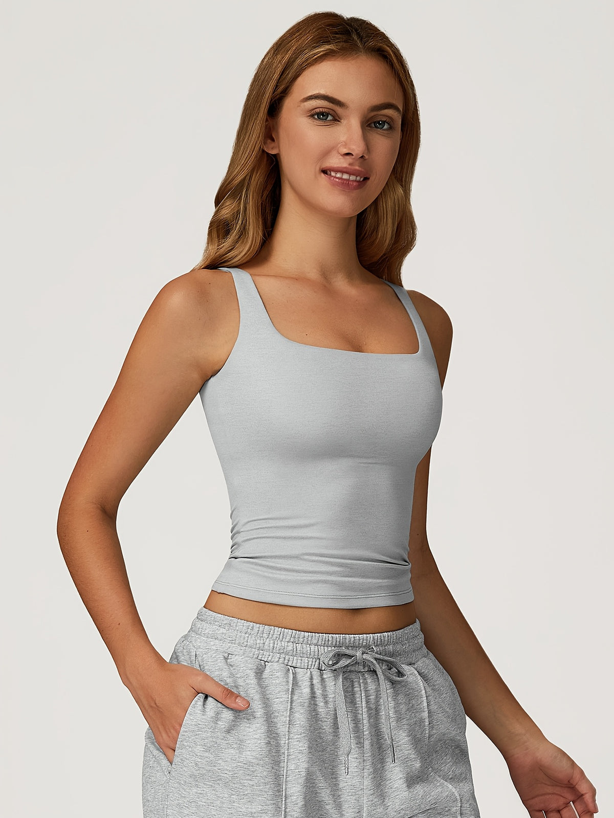 Padded Sports Cami - Light Grey