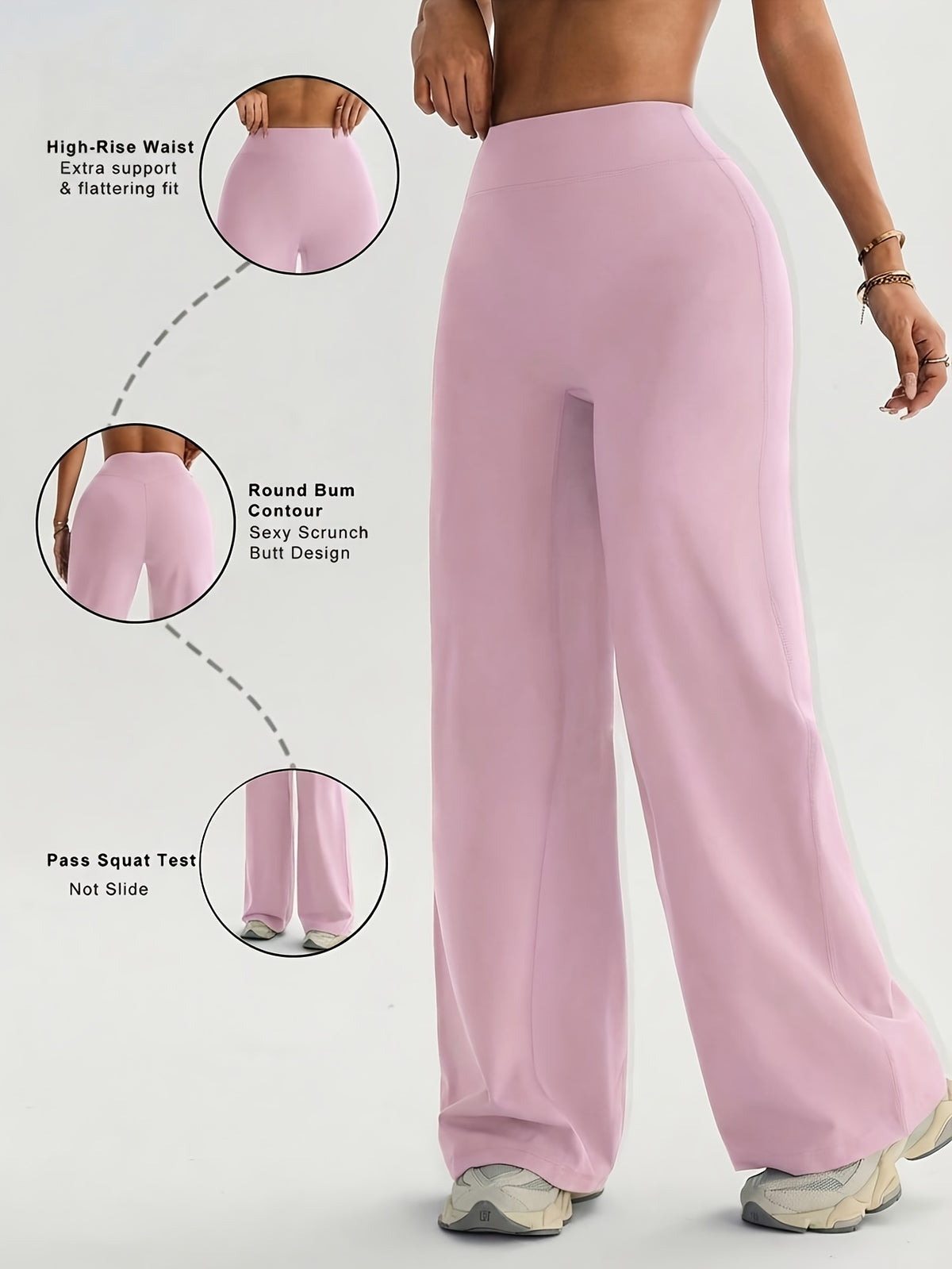 High Waist Flare Yoga Pants - Pink Red