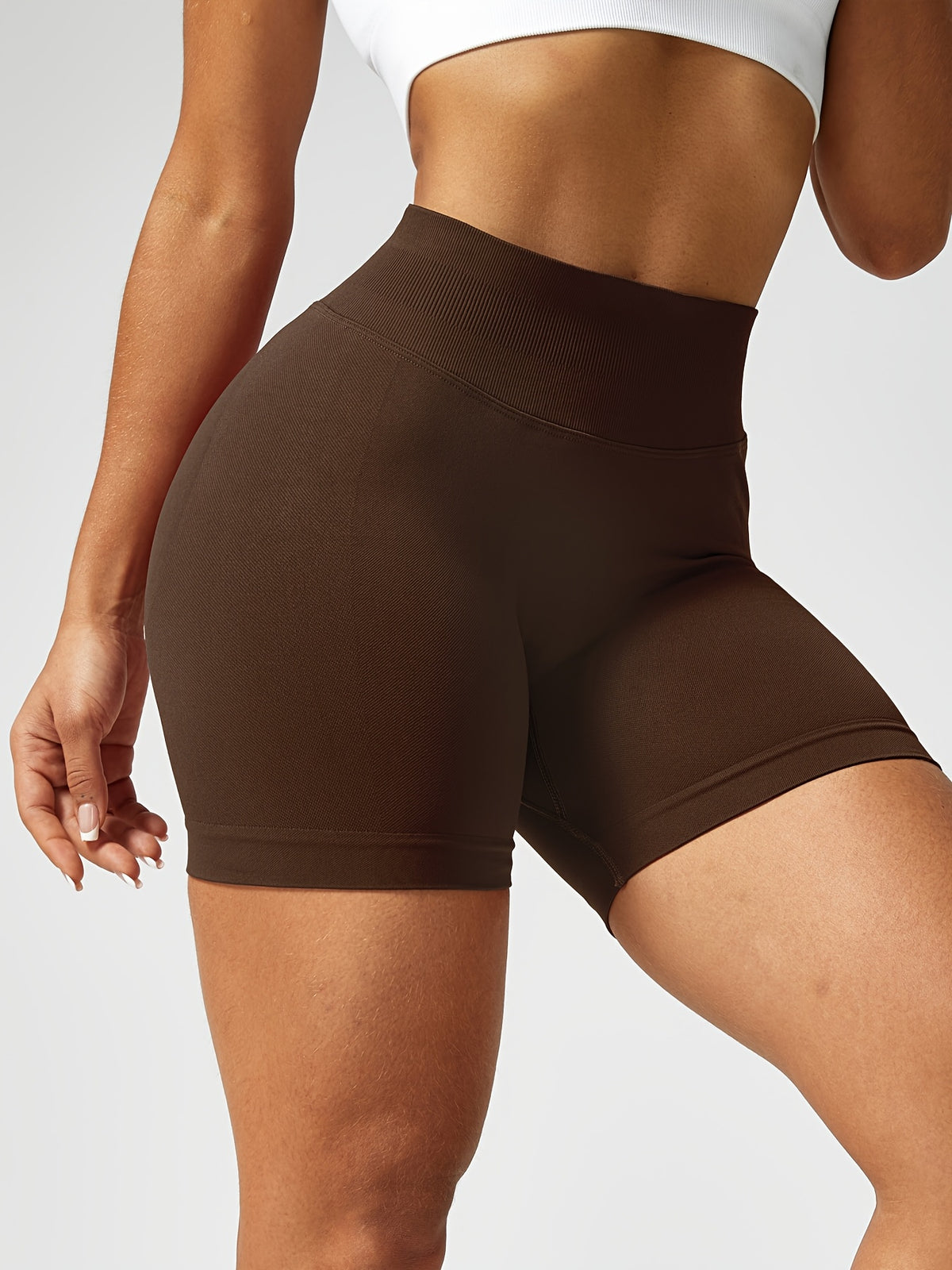 Seamless Peach Lift Biker Shorts - Mocha Brown