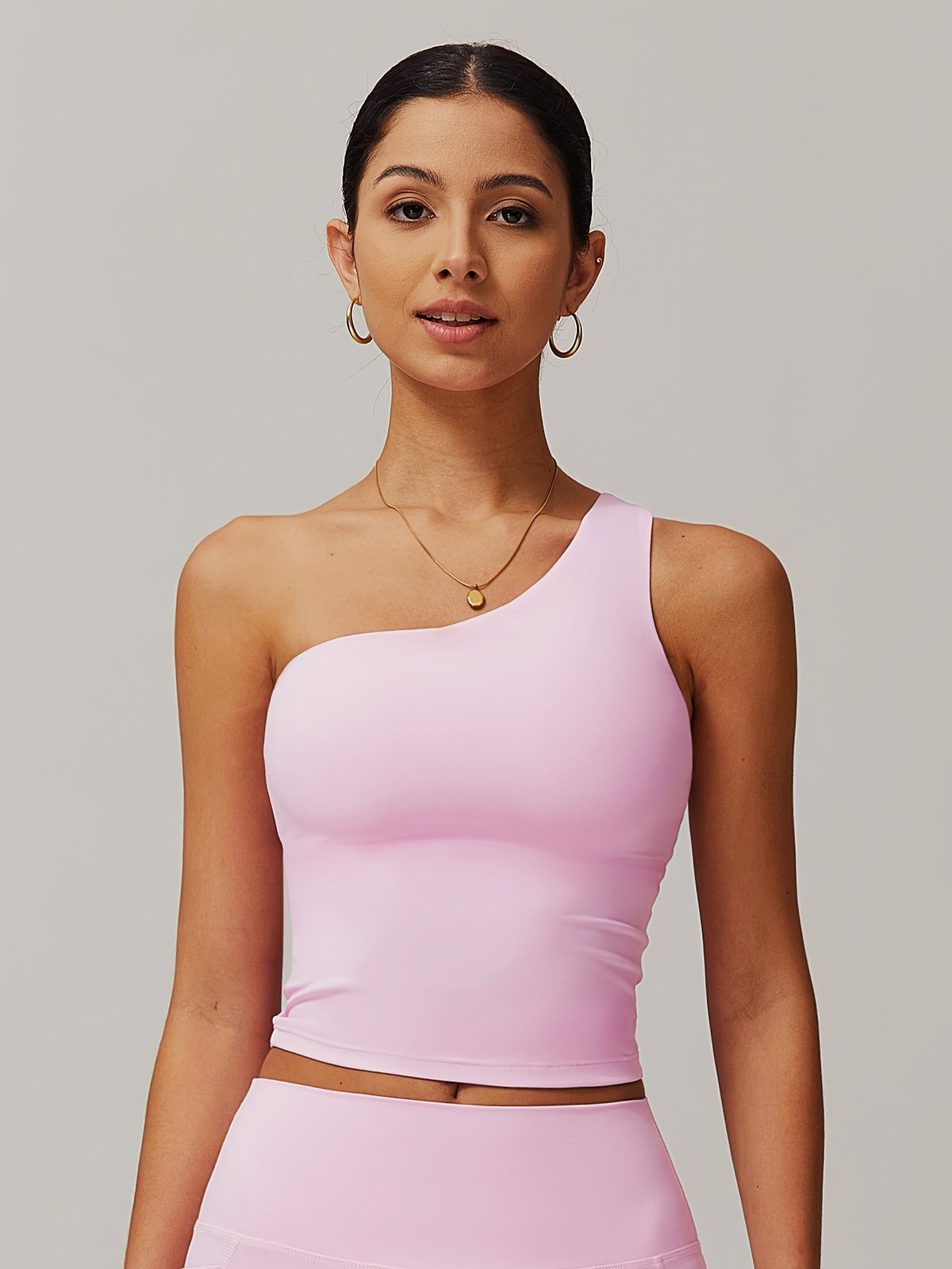 One Shoulder Tank - Pink Red