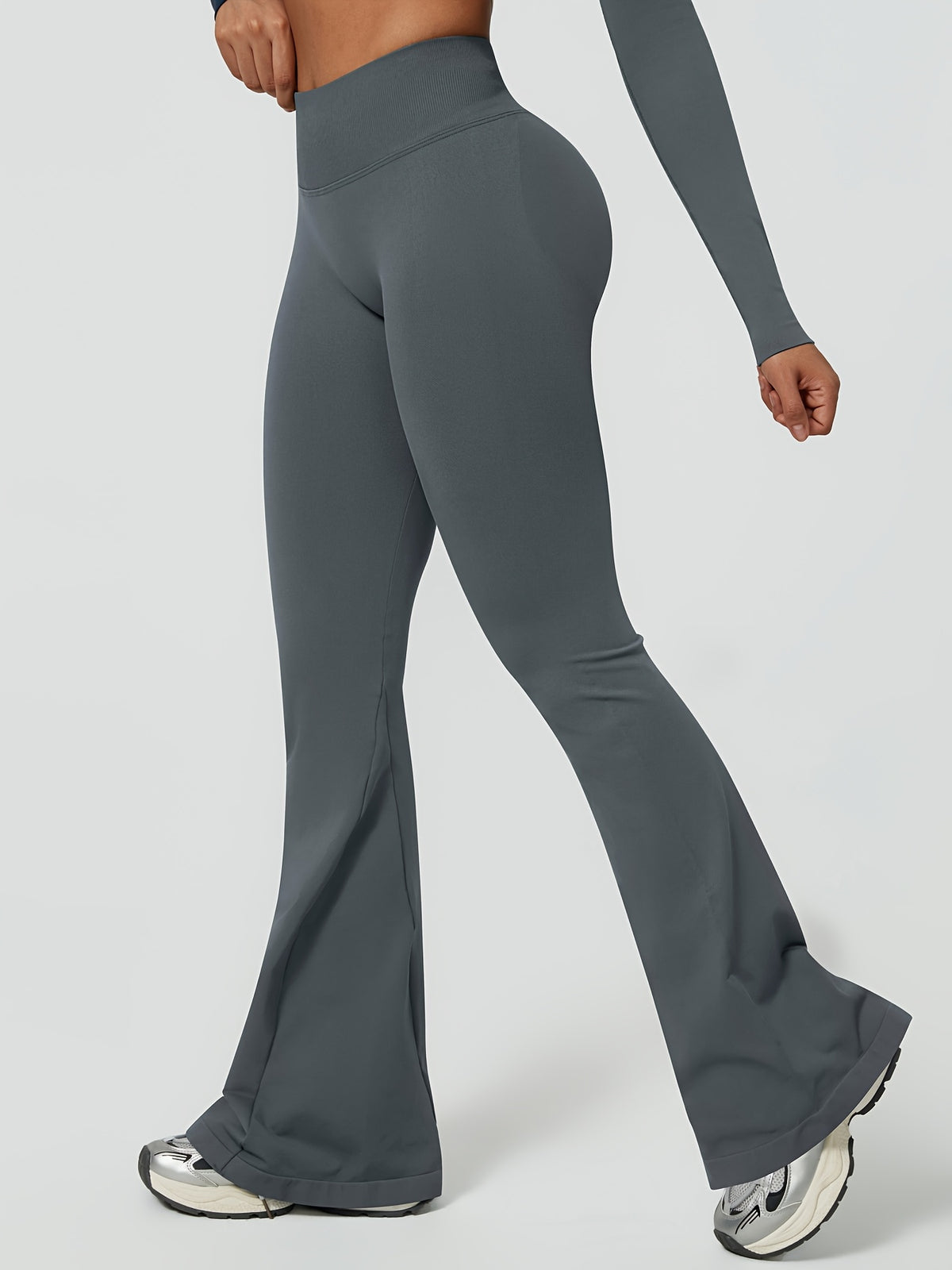 2 Pack High Waist Flare Leggings - Navy & Dark Grey