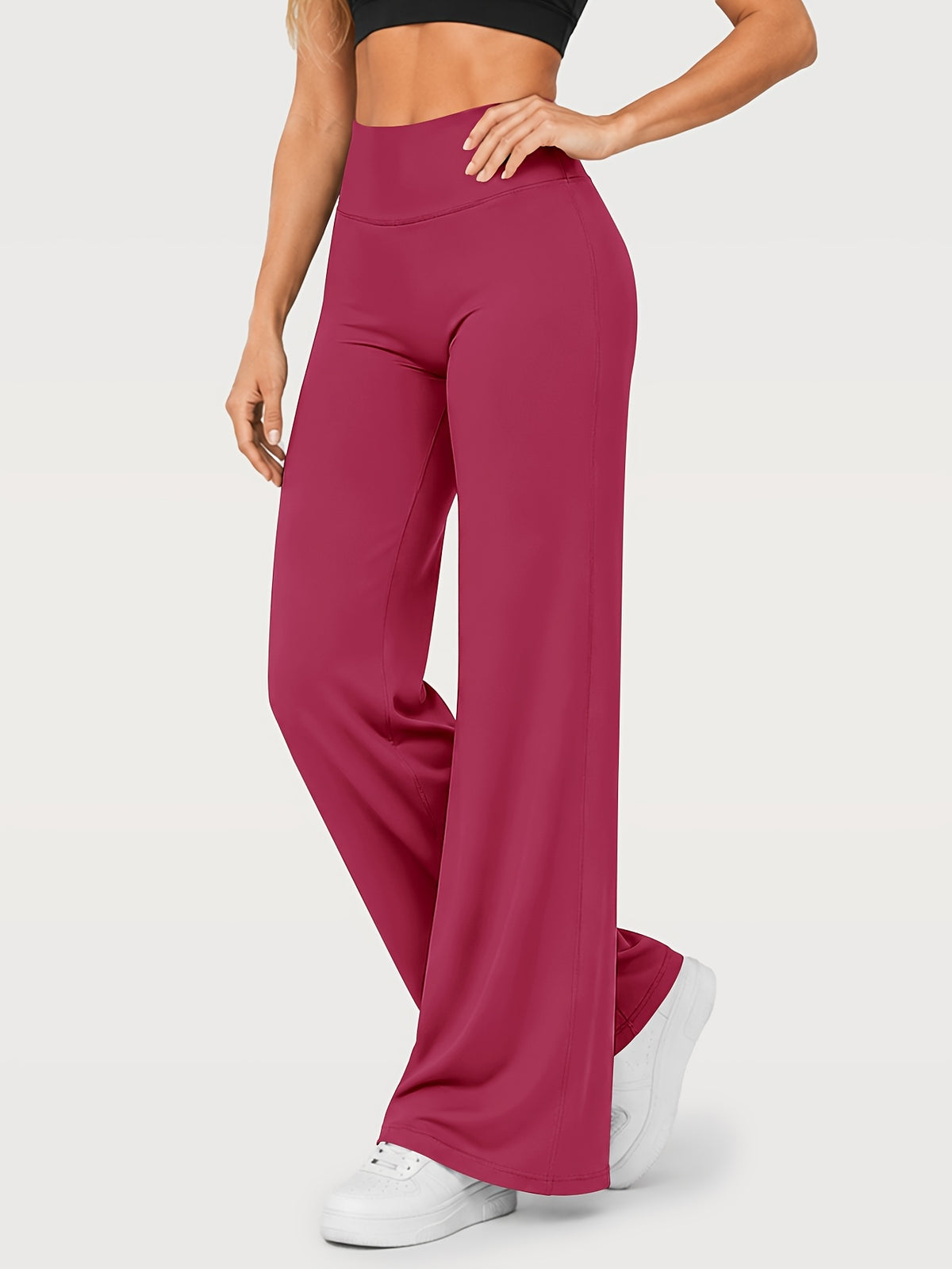 Stretch Straight Leg Yoga Pants - Magenta