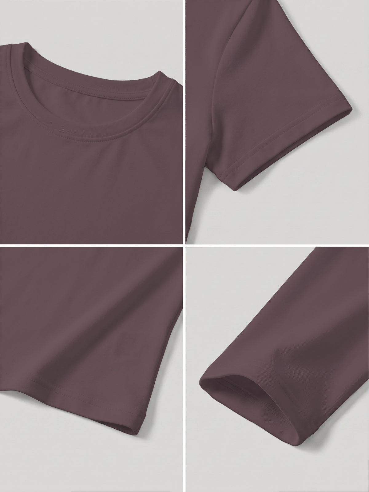 Round Neck Top & Tummy Tuck Leggings Set - Eggplant Purple