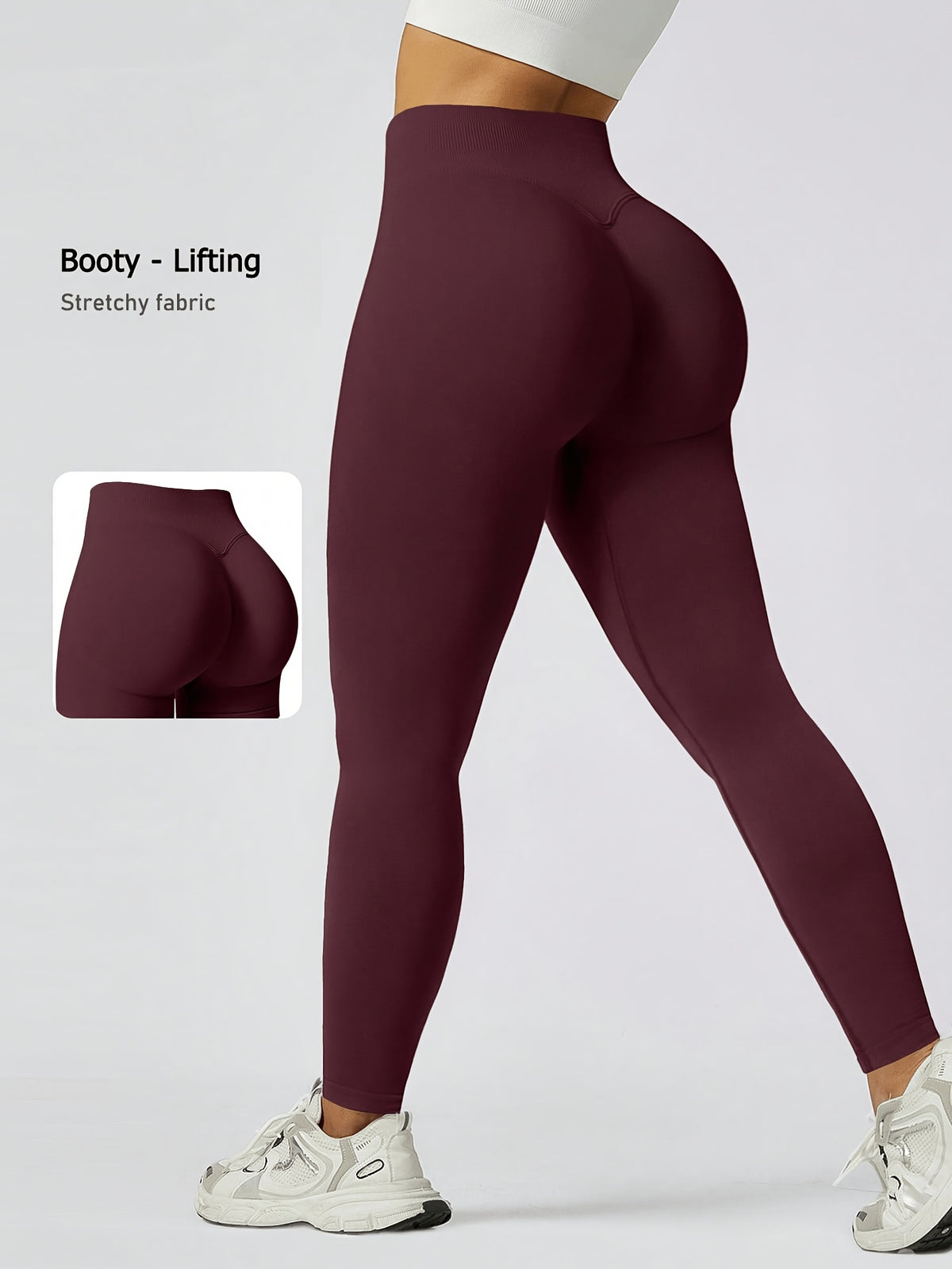 Seamless Scrunch Lifting Leggings - Burgundy
