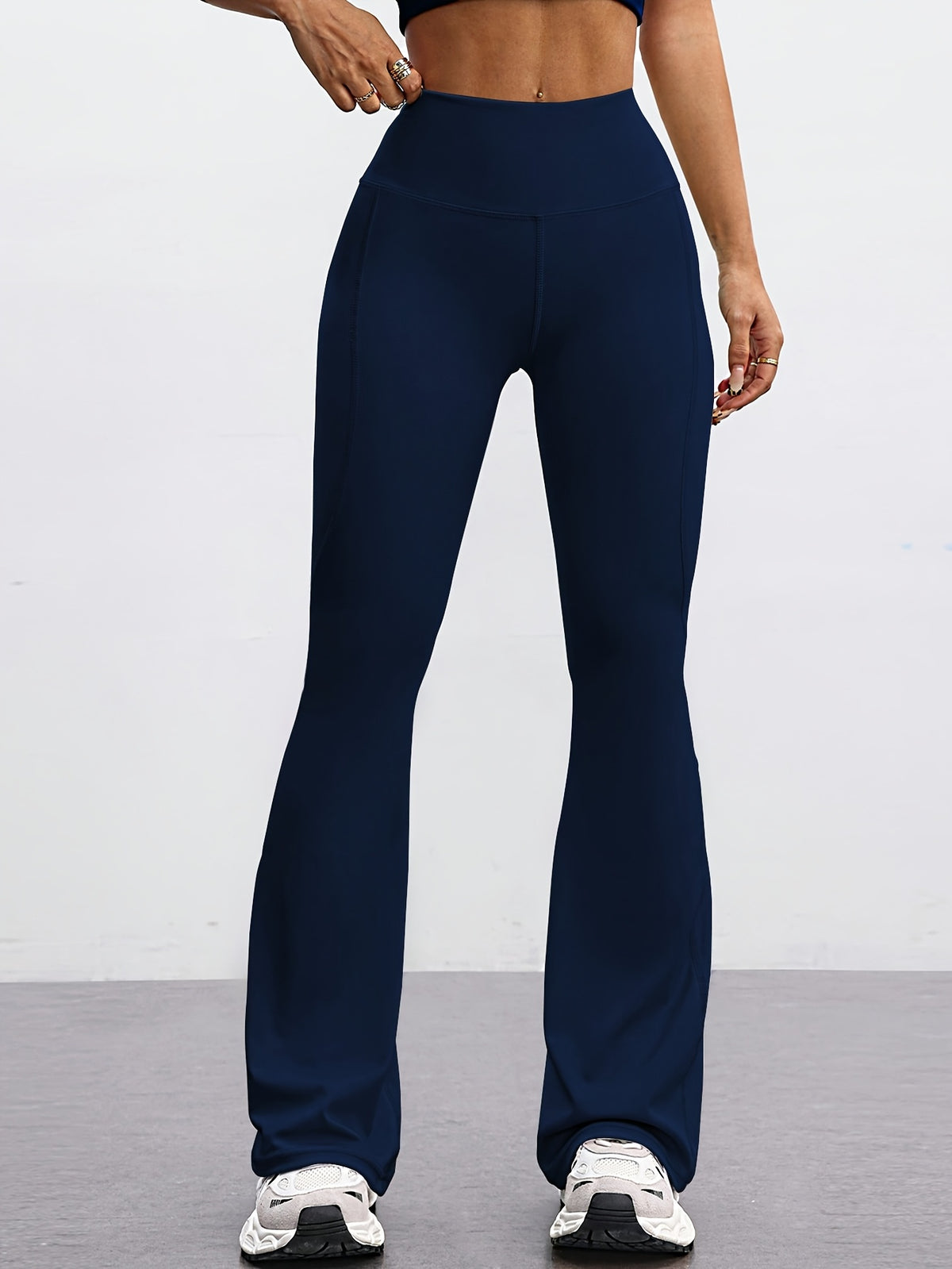 High Waist Bootcut Flare Pants - Navy