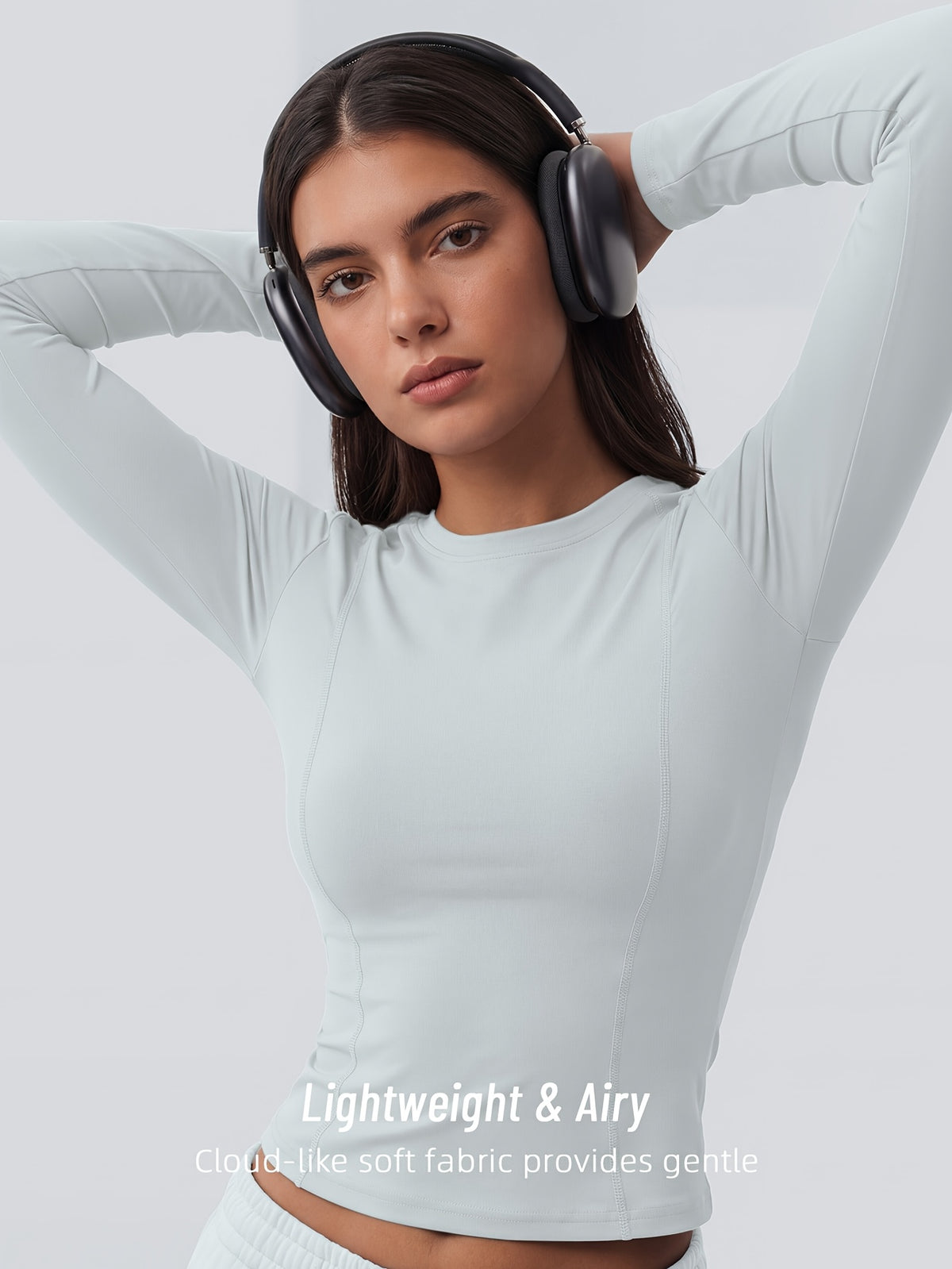 Full Length Compression Long Sleeve Top - Light Cyan