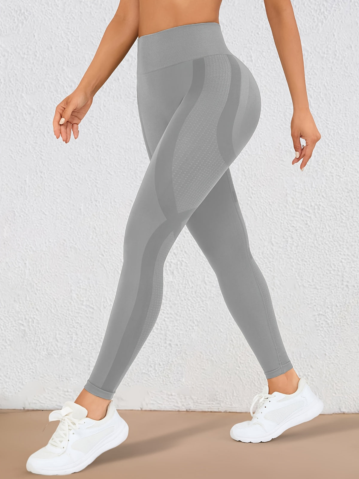 Wide Waistband Lifting Leggings - Grey