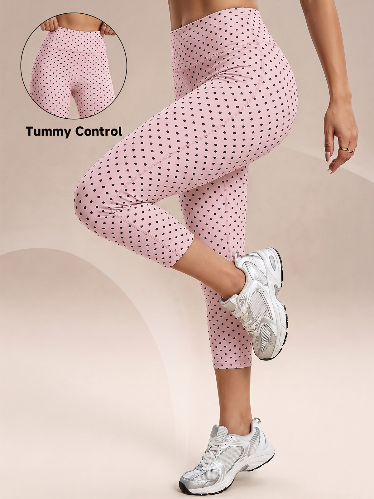 Polka Dot Capri Leggings - Pink