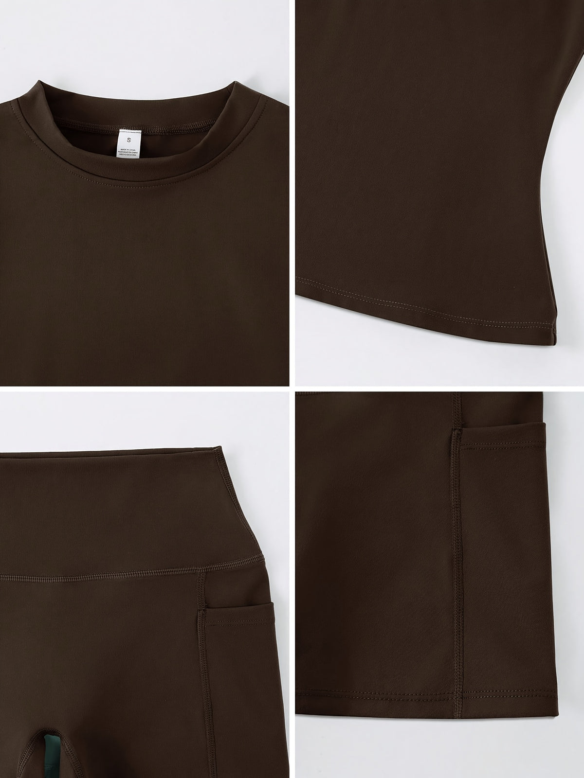 Fitted Tee & Pocket Shorts Set - Coffee