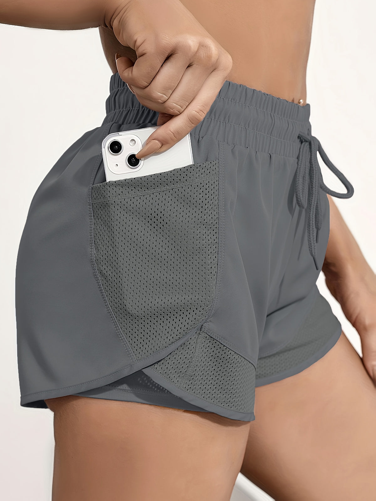 Pocket Layered Running Shorts - Grey