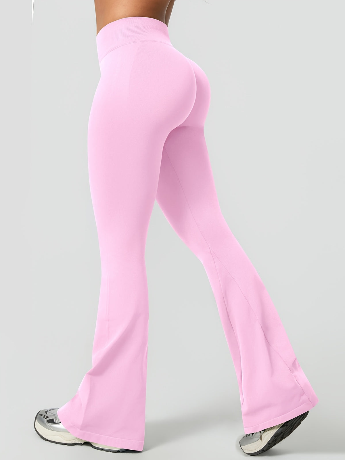 High Waist Lifting Flare Leggings - Pink