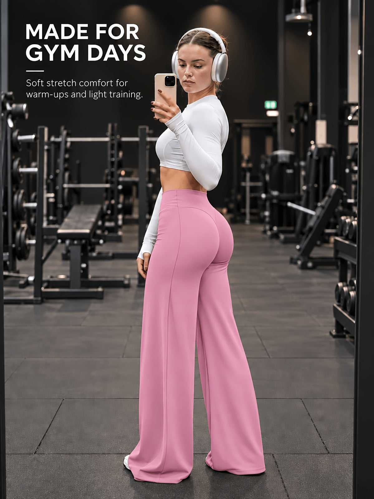 High Stretch Wide Leg Tummy Pants - Hot Pink