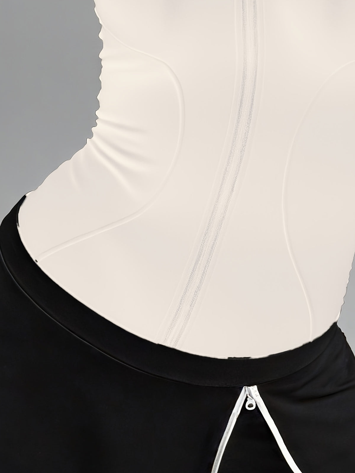 Short Sleeve Cropped Zip Jacket - Ivory