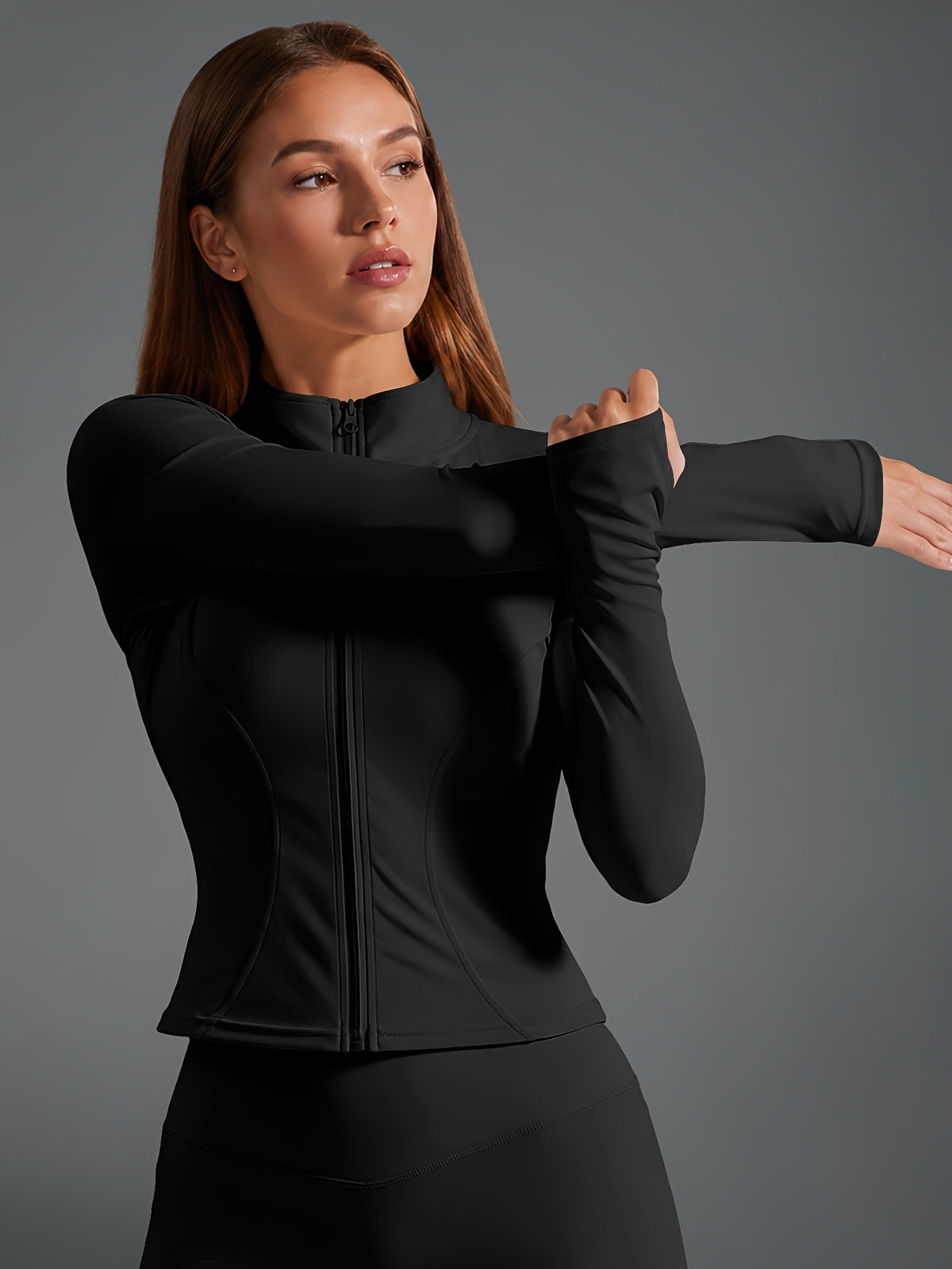 Quick Dry Long Sleeve Sports Jacket - Black