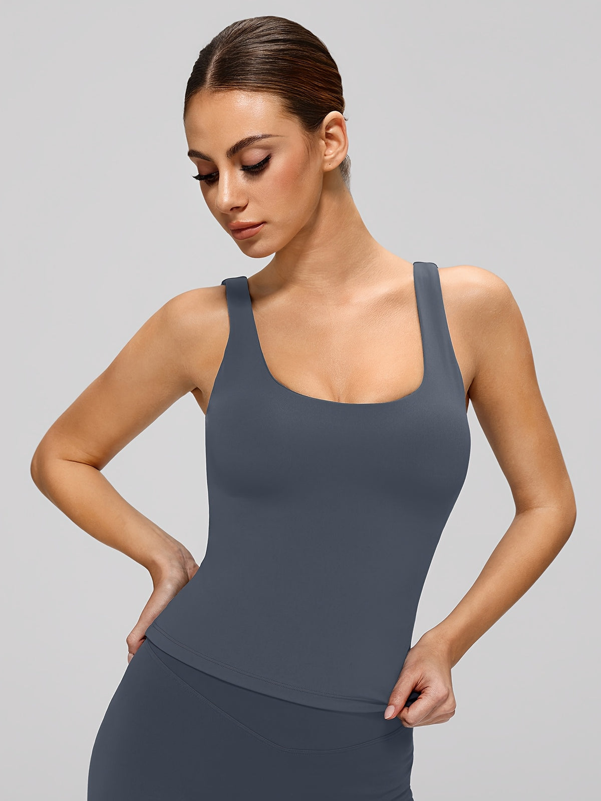 Crisscross Back Cropped Tank - Navy
