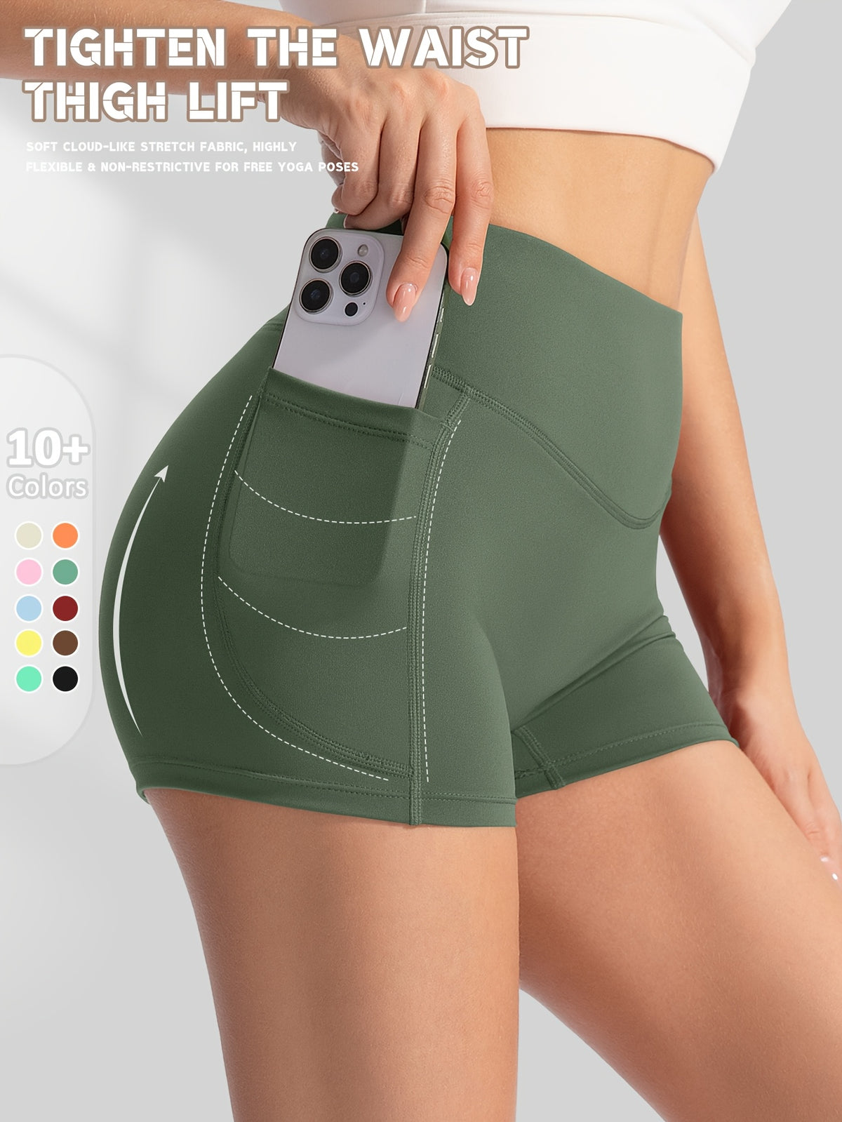 Side Pocket Drawstring Shorts - Olive Green