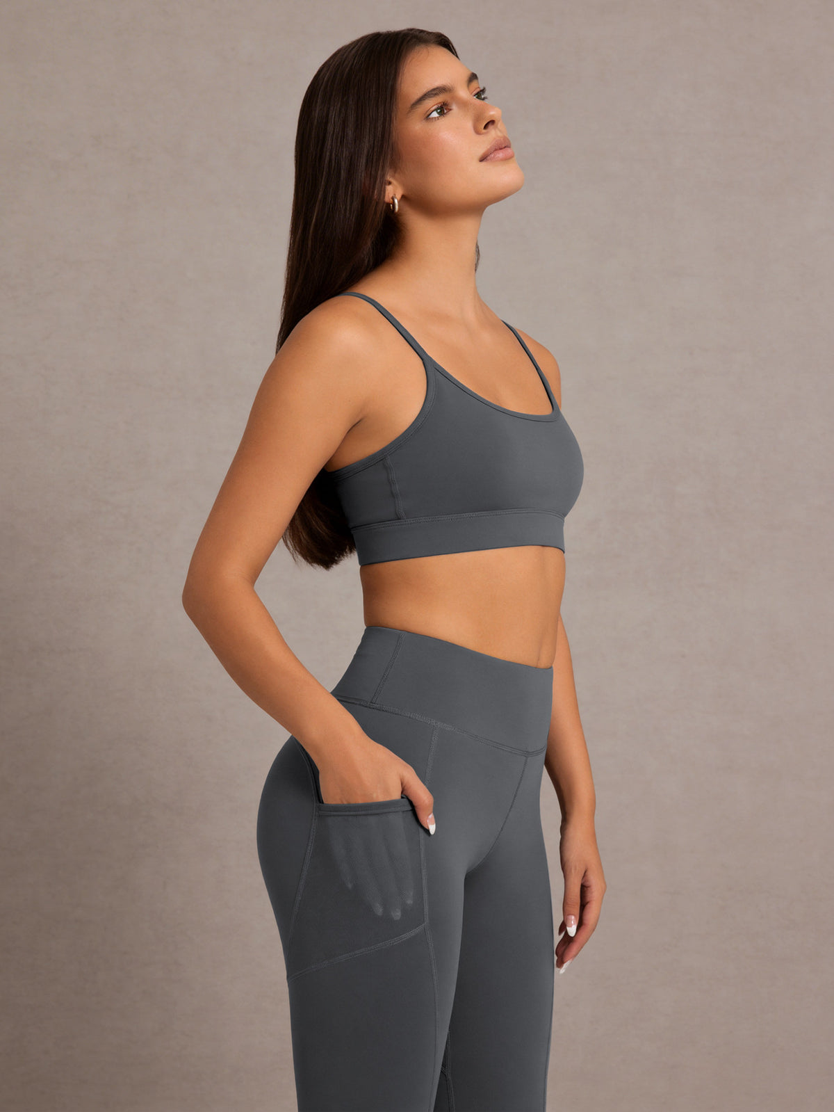 Side Pocket High Waist Lifting Leggings - Grey