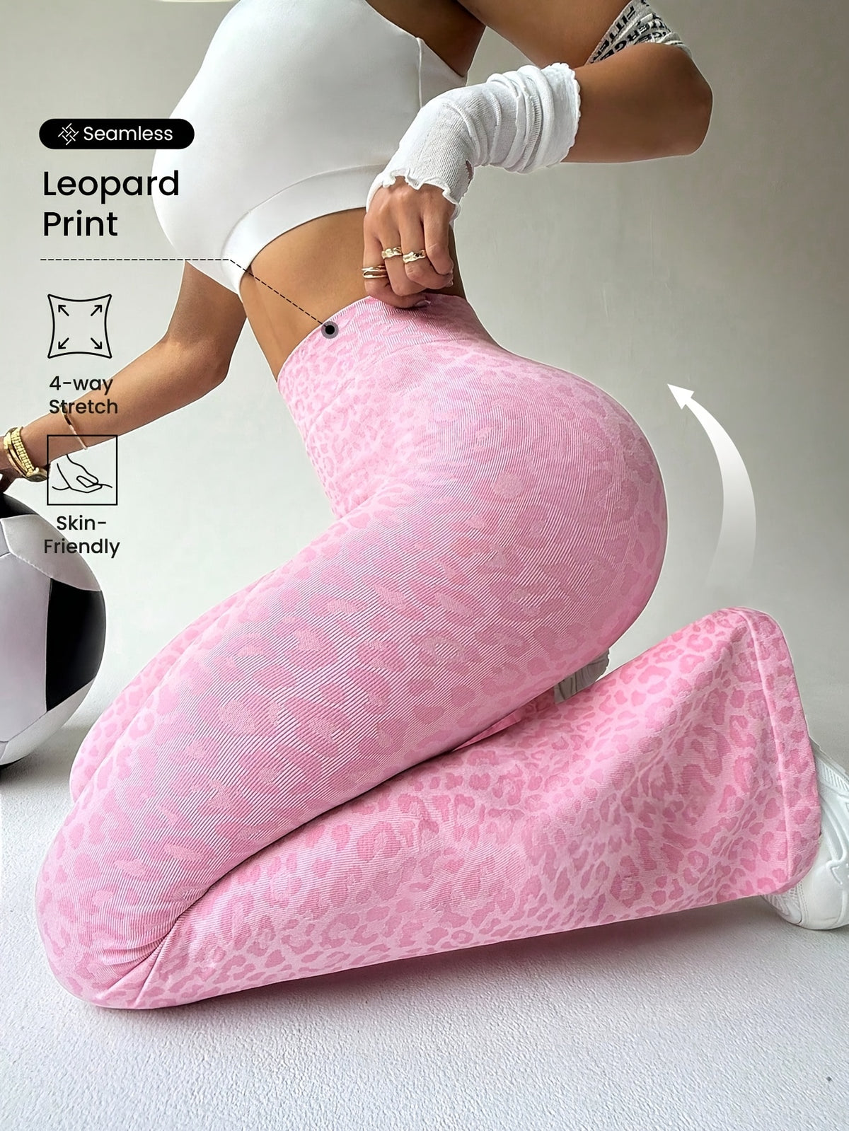 Leopard Ribbed Flare Pants - Pink Red