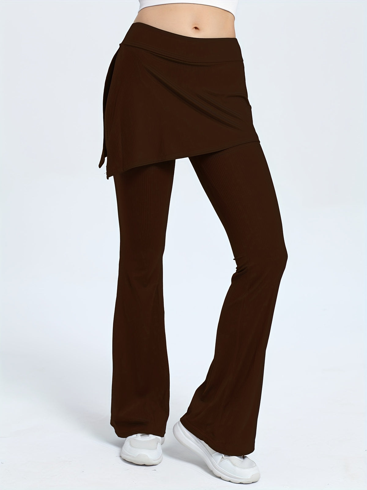 Skirted Flare Leggings - Coffee